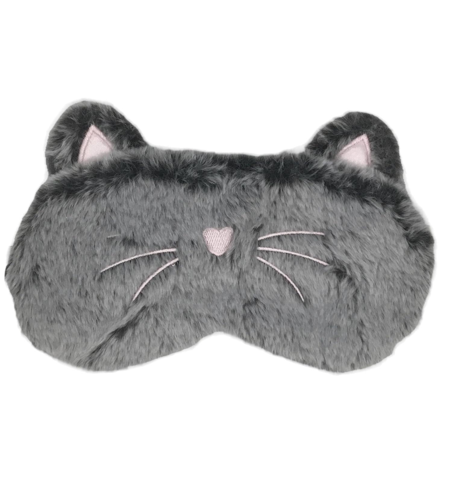 BE Cute Plush Sleep Mask - Unicorn Cat Panda & Bunny Designs for Kids & Women | Ideal Blindfold Gift (Gray Cat - Buy Online on GoSupps.com