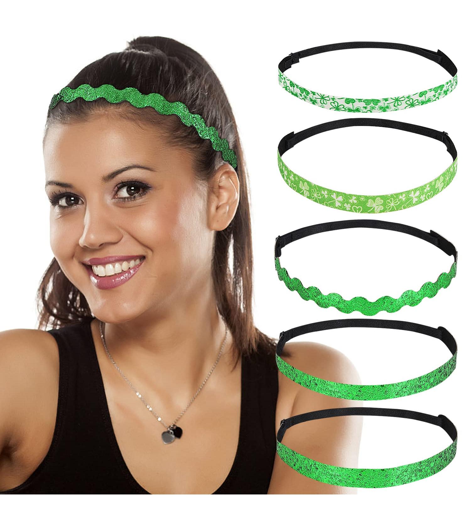 MoKo St. Patrick's Day Headband 5 Pack - Green Glitter Clover Accessories for Women, Girls, Teens - Buy Online on GoSupps.com