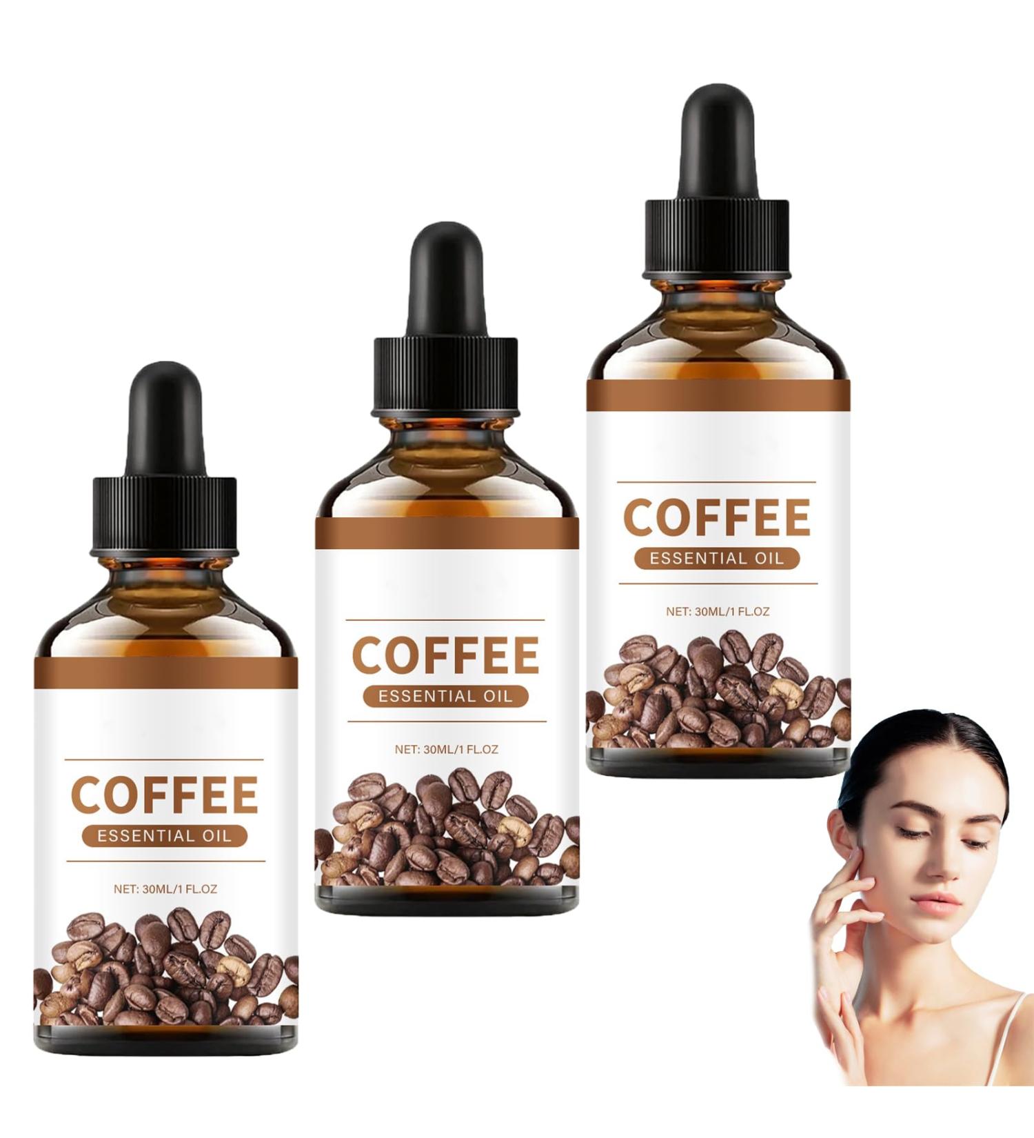  homomdy Coffee Essential Oil - Natural Coffee Oil for Body Care and Massage - Rejuvenating and Firming Essence Against Wrinkles - Soap Diffuser - Moisturizing - 3 Pieces - Buy Online on GoSupps.com