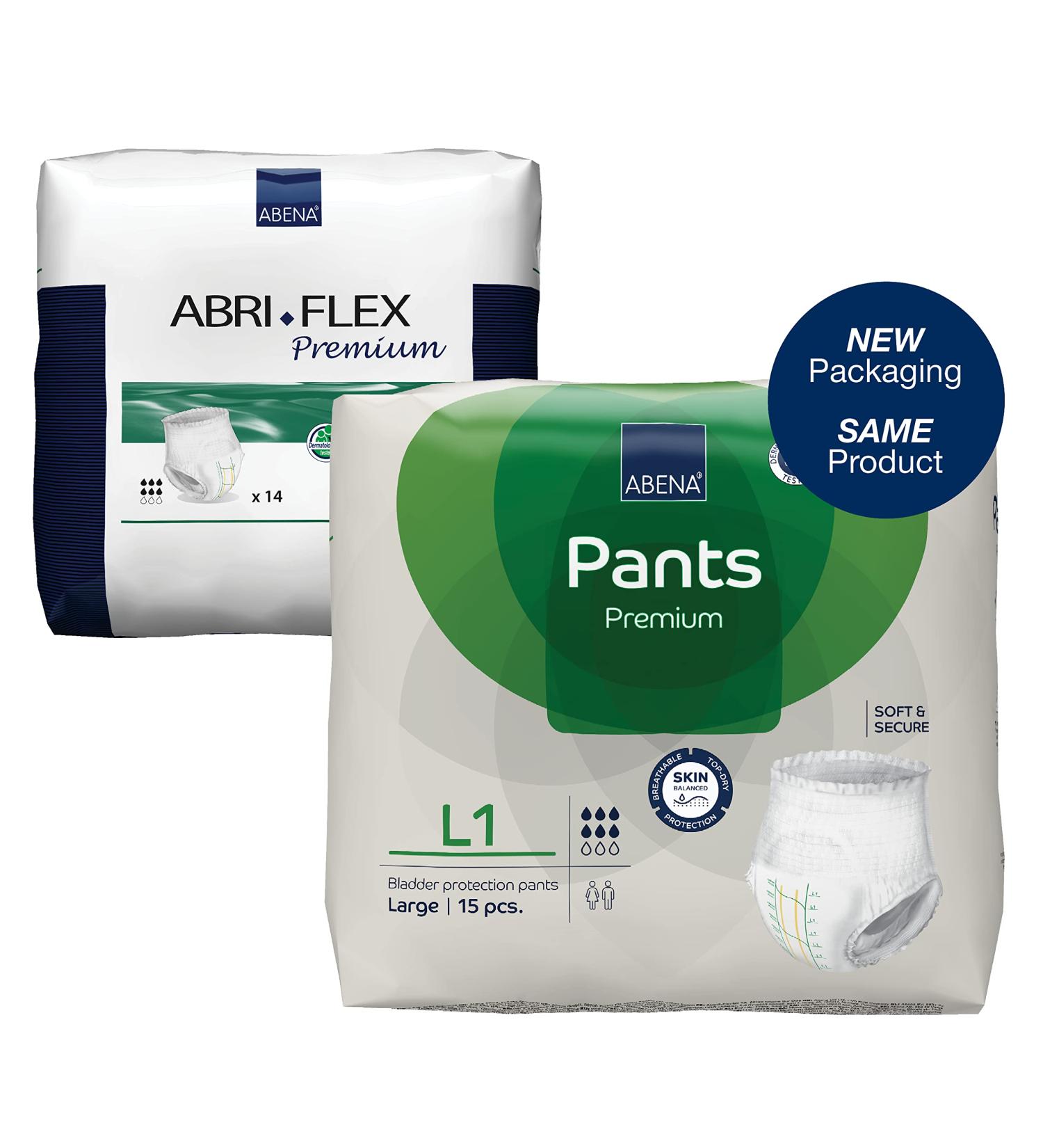 Abena Pants Premium Pull-Up Incontinence Pants - Large 1, Eco-Friendly & Discreet - 15PK, 100-140cm Waist, 1400ml Absorbency - Buy Online on GoSupps.com