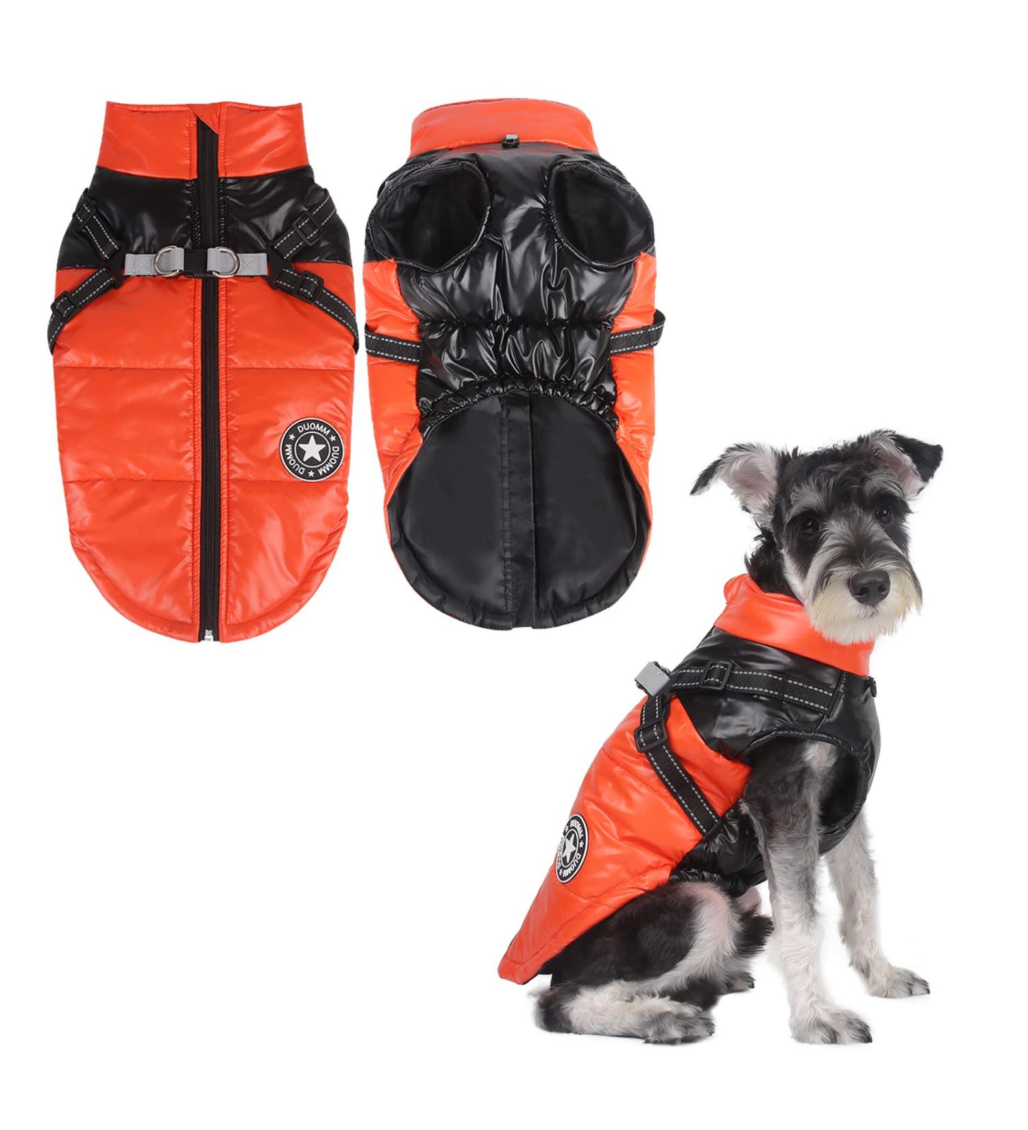 Winter Dog Jacket - Waterproof Windproof Reflective & Warm Coat for Small & Medium Dogs - Orange Size M - Buy Online on GoSupps.com