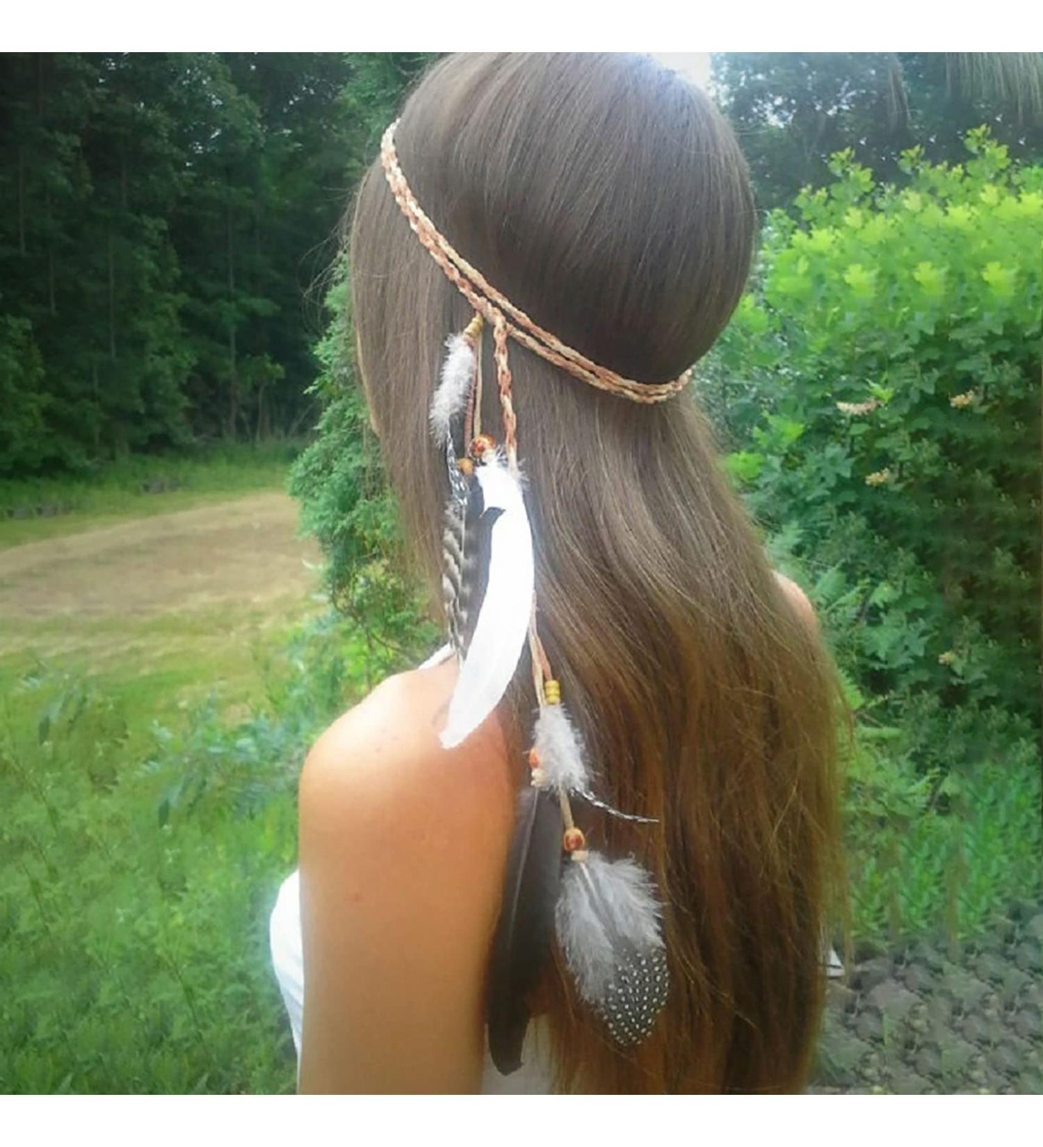 TseenYi Boho Feather Headdress Gypsy Feather Headband Hair band Beaded Feather Tassel Headband Jewelry for Women and Girls Stage Performance(Brown) - Buy Online on GoSupps.com