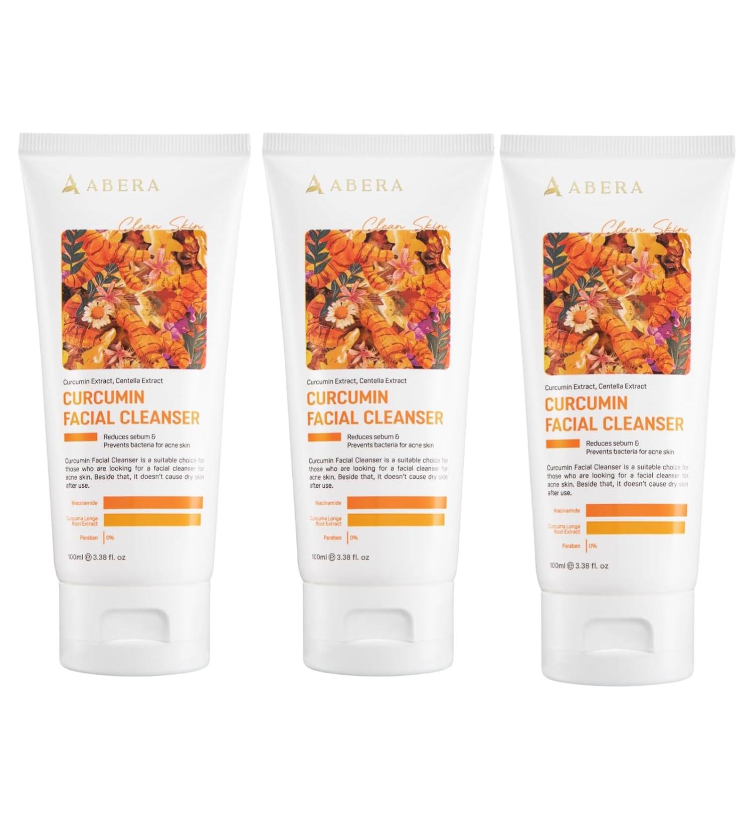 ABERA Turmeric Face Wash for Acne-Prone & Sensitive Skin 4-in-1 Curcumin Cleanser with Niacinamide BHA & Centella Gentle pH Balanced Non-Comedogenic Sulfate Free Facial Cleanser (3 BOXES) C. 3 Box - Buy Online on GoSupps.com