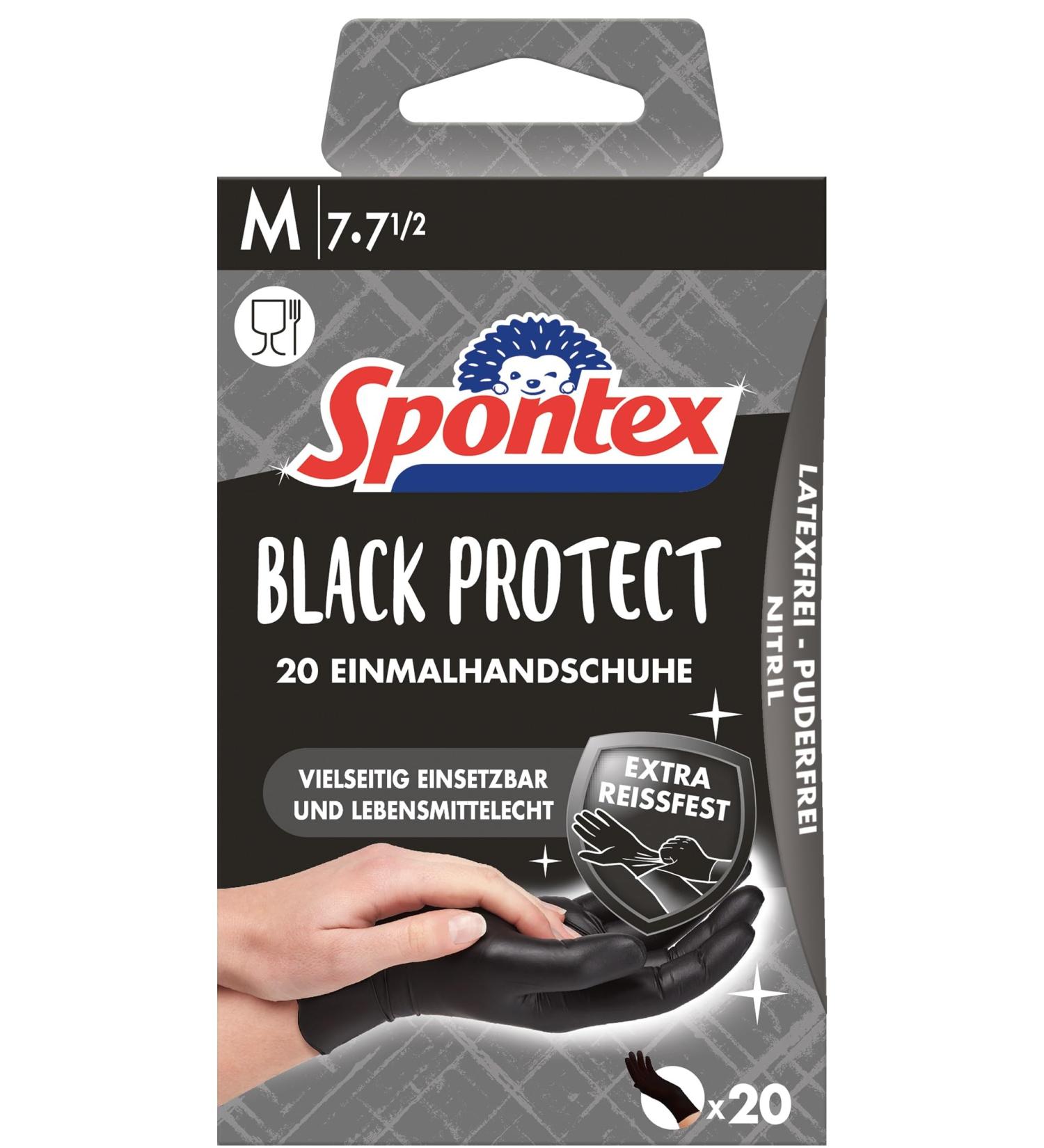 Buy Spontex Black Protect Nitrile Disposable Gloves - 20 Tearproof Latex-Free Unpowdered Size M - Buy Online on GoSupps.com