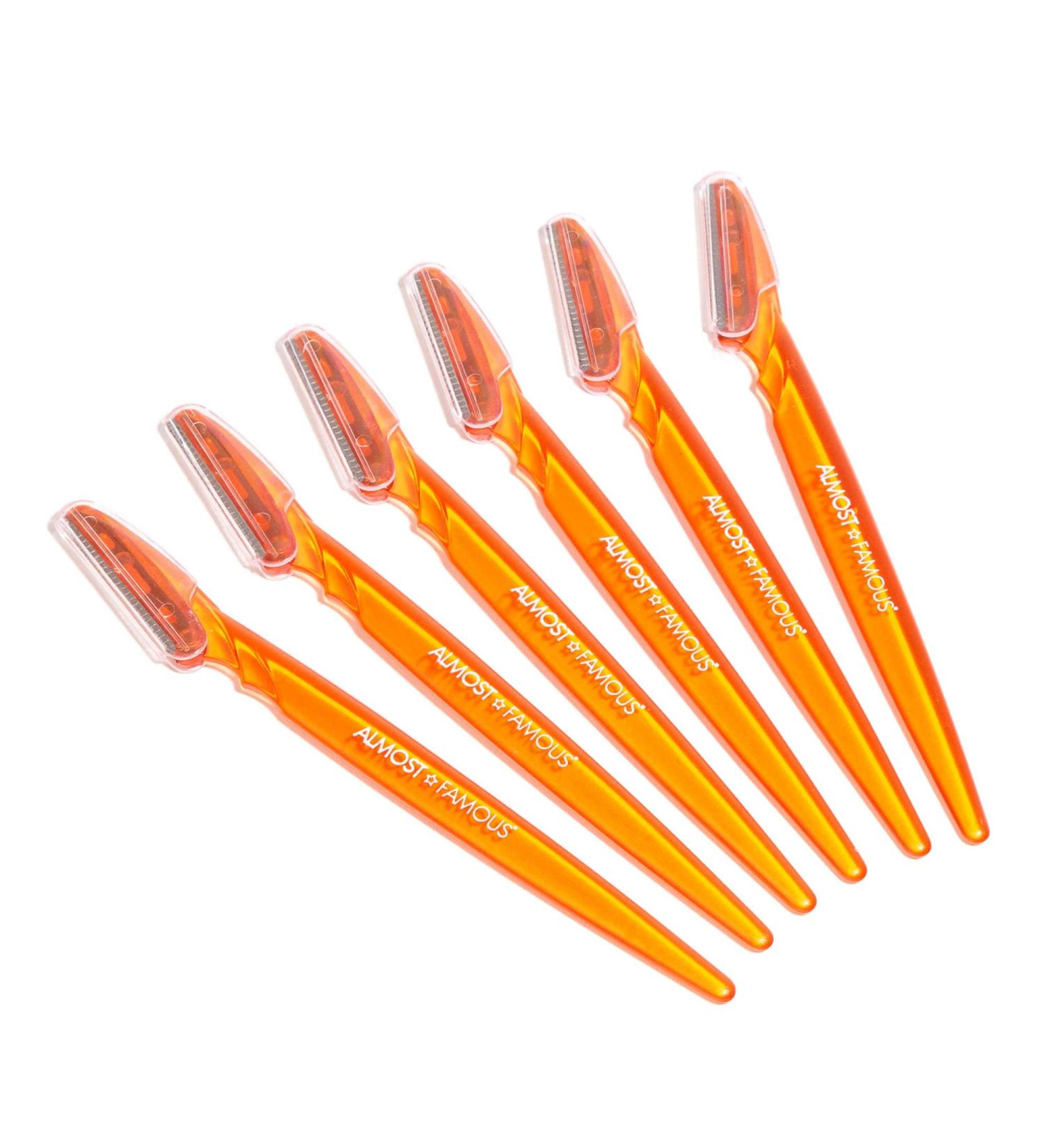 Almost Famous Women's Face Exfoliator Beauty Razors - Orange 3 Pack for Hair Removal, Eyebrow Trimming, and Neck Grooming - Buy Online on GoSupps.com