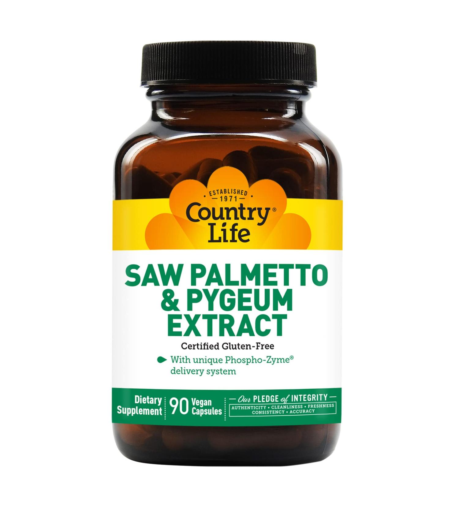 Country Life Saw Palmetto & Pygeum Extract 90 Vegan Capsules - Certified Gluten Free & Vegan - 90 Count Pack | Certified Quality - Buy Online on GoSupps.com