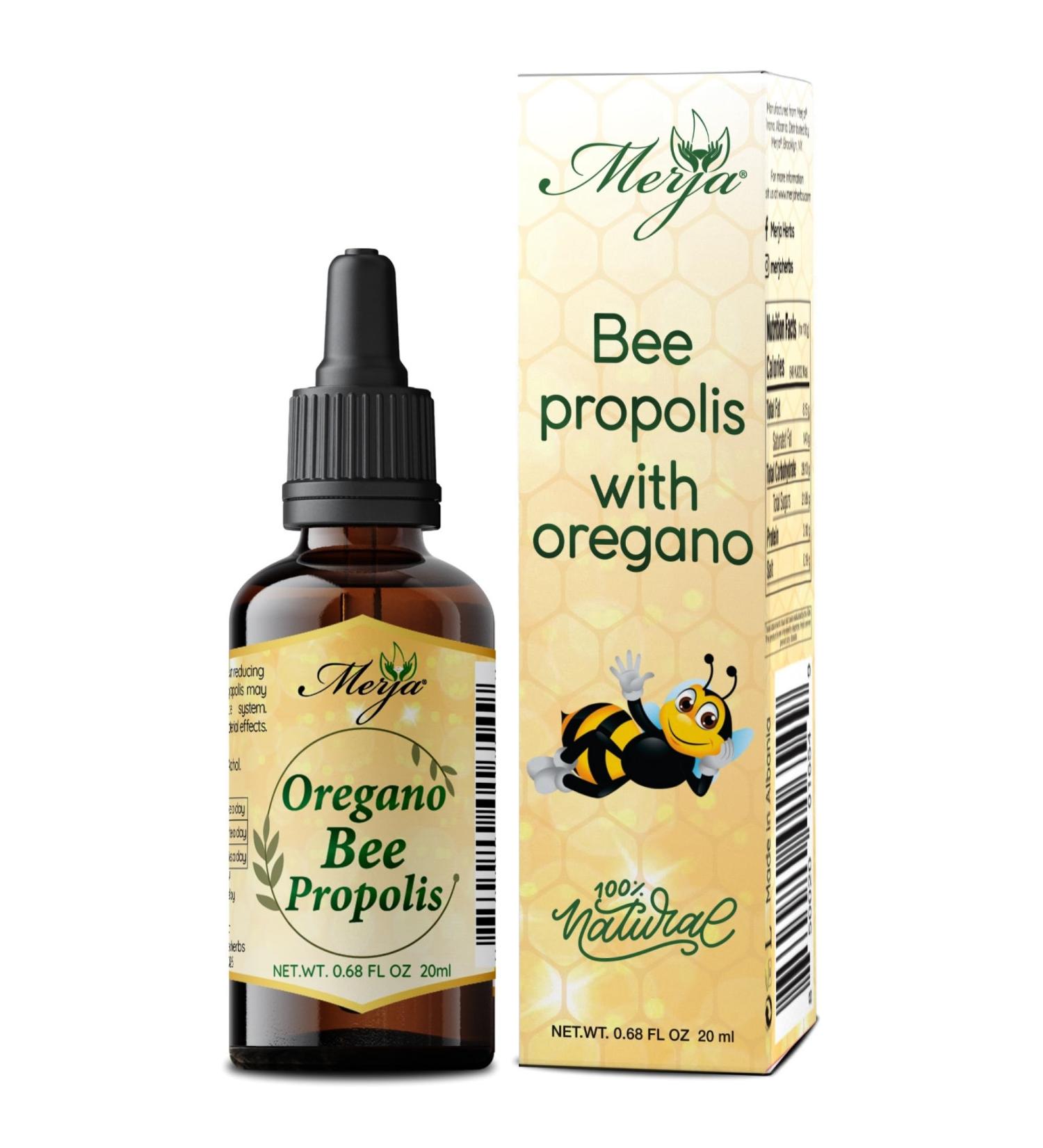 Merja Herbs Bee Propolis with Oregano for Adults - Natural Immune Support & Sore Throat Relief in Drops 20ml 0.68 oz - Buy Online on GoSupps.com