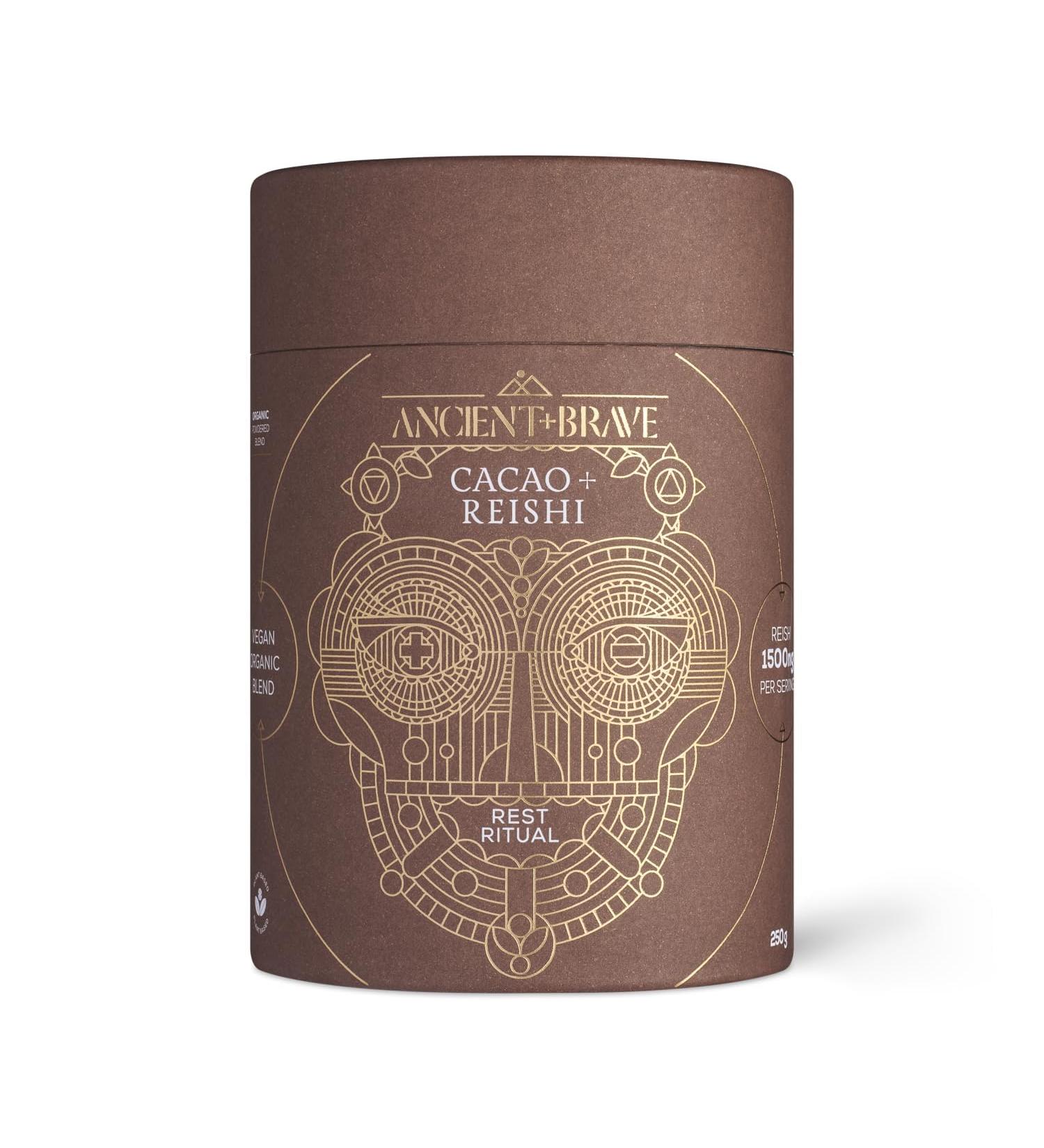 Ancient + Brave Cacao + Reishi 250g Tub - High Grade Nutritious Raw Cacao Reishi Mushroom Baobab and Chicory - Smooth Chocolate Blend - Stress Reducing Chocolate 250 g (Pack of 1) - Buy Online on GoSupps.com