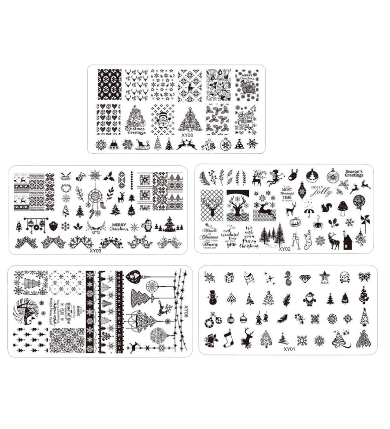 5PCS Christmas Nail Stamp Plates - Tree Snowflake & Elk Designs | Nail Art Tools for Women - Buy Online on GoSupps.com