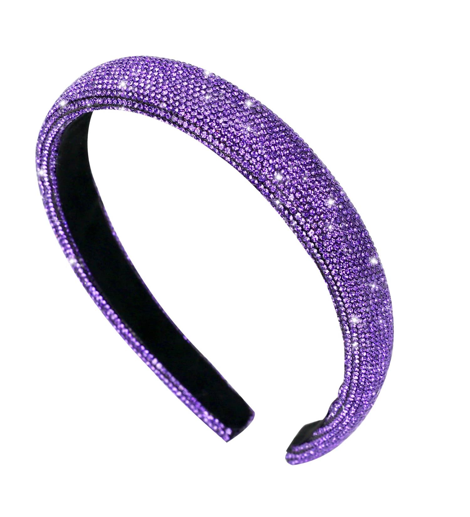 Vin Beauty Purple Rhinestone Glitter Headband - Non-Slip Wide Hair Band for Women and Girls | Bridal Hair Hoop | Wedding Accessories - Buy Online on GoSupps.com
