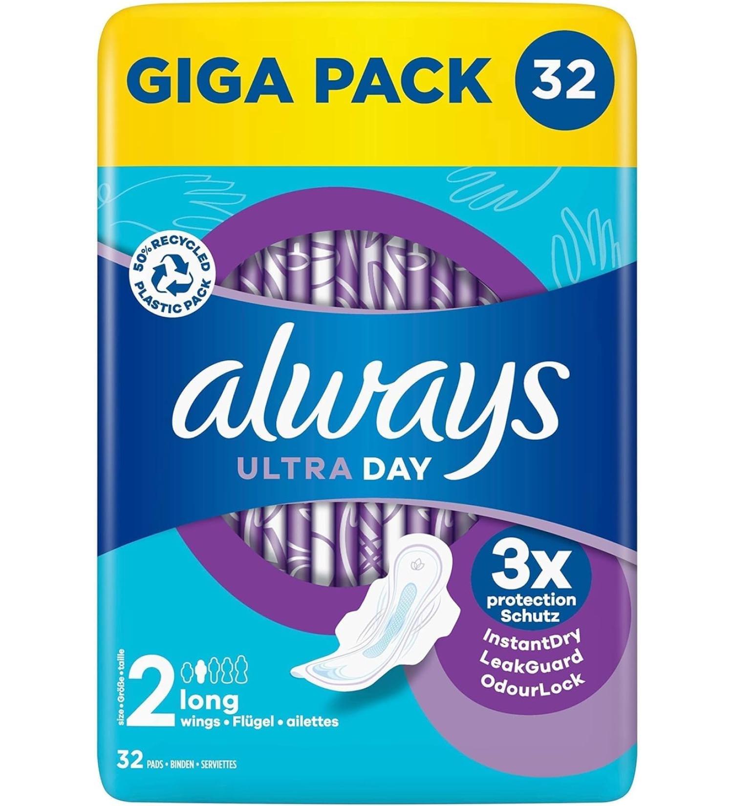 Always Ultra Thin Binding Ladies Long Size.2 - Super Absorbent & Odor-Neutralizing Giga Pack (32 Count) - International Shipping Available - Buy Online on GoSupps.com