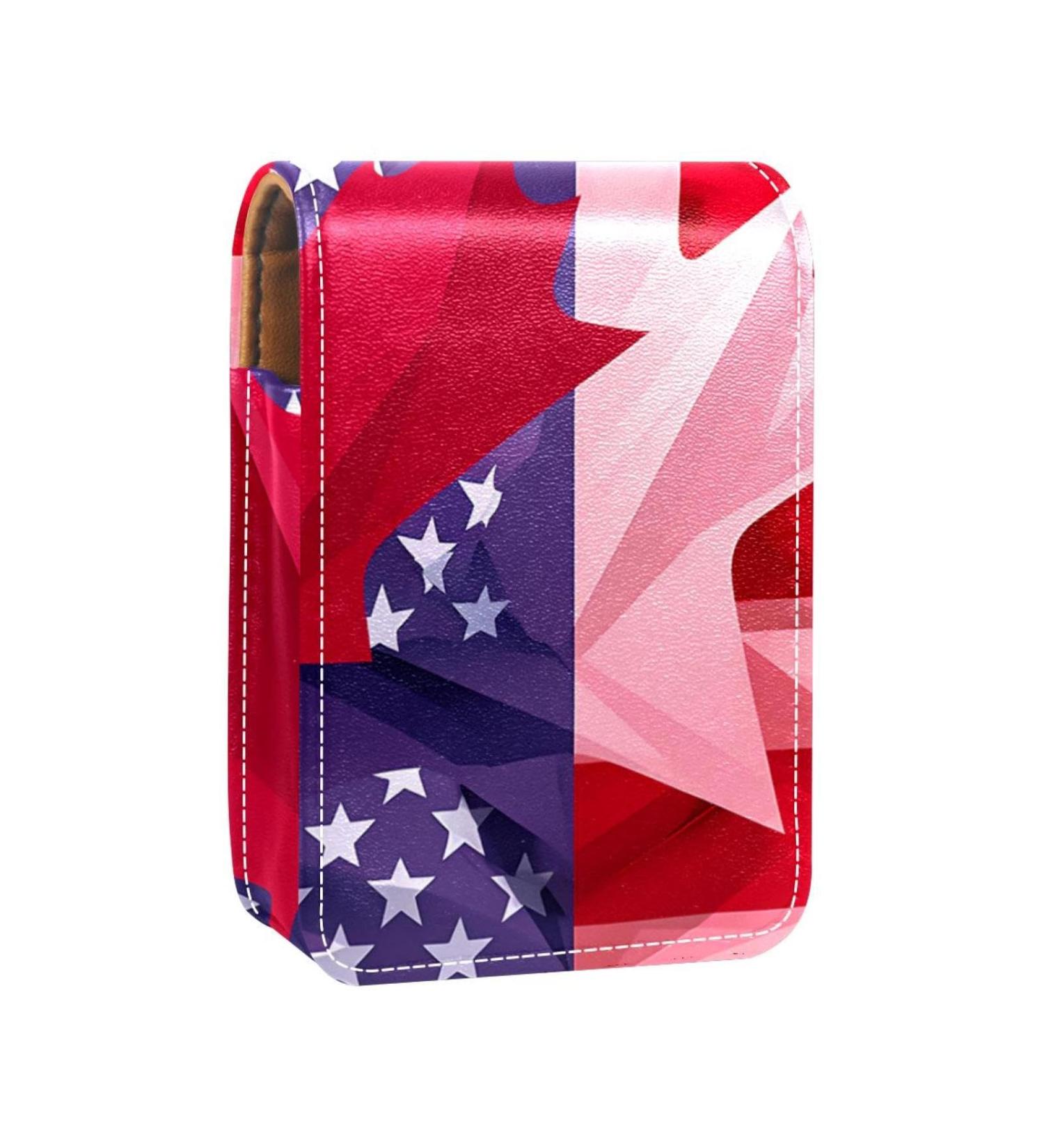 Buy Canadian & American Flag Leather Lipstick Case - Mini Lip Gloss Organizer with Mirror | G608v5csru - Buy Online on GoSupps.com