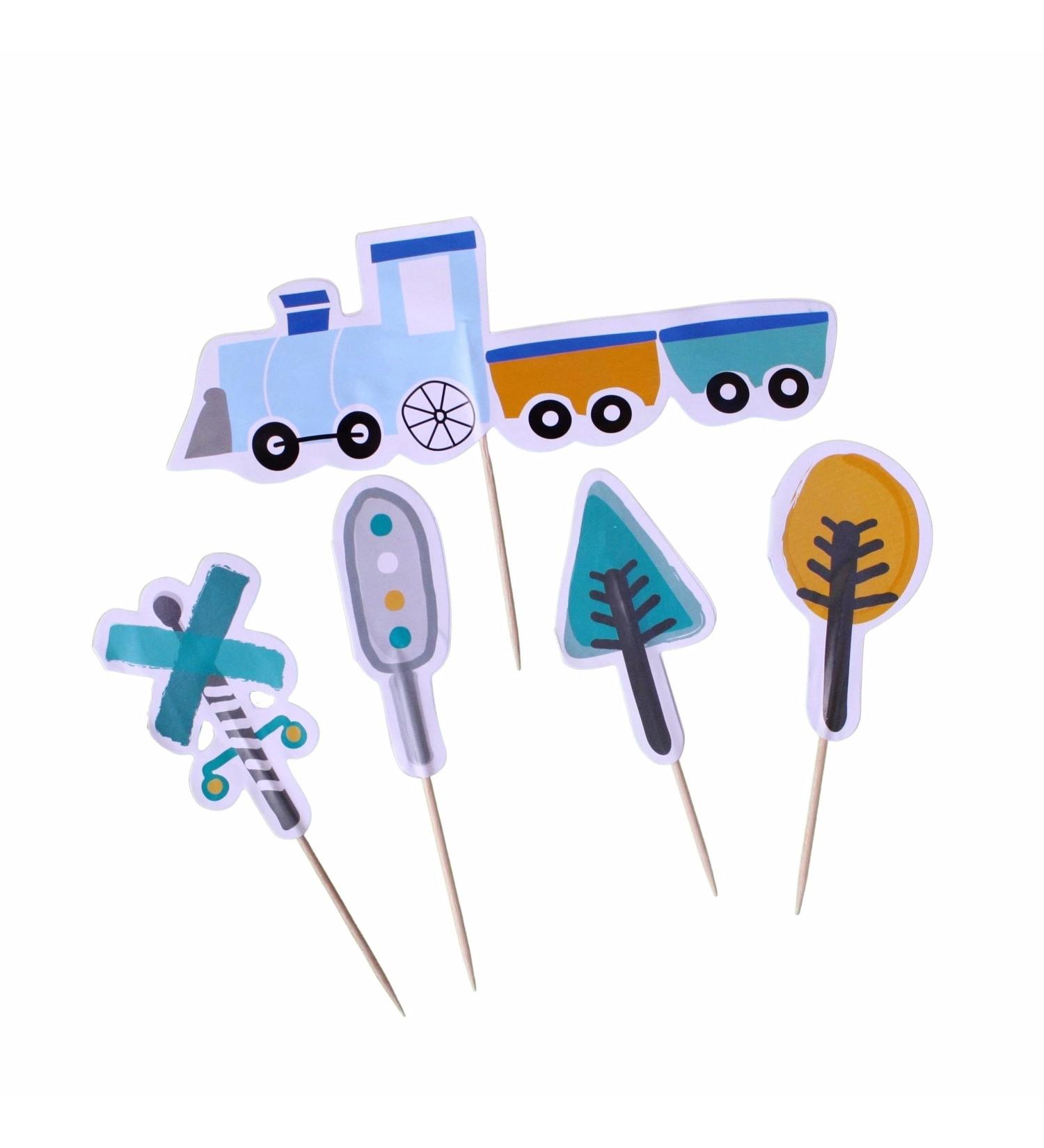 Steam Train Toppers (Set of 12) | Train Cupcake Tops Toppers Picks Pics | Train Birthday Supplies | Train Party Decorations | Transportation Train Party Supplies - Buy Online on GoSupps.com