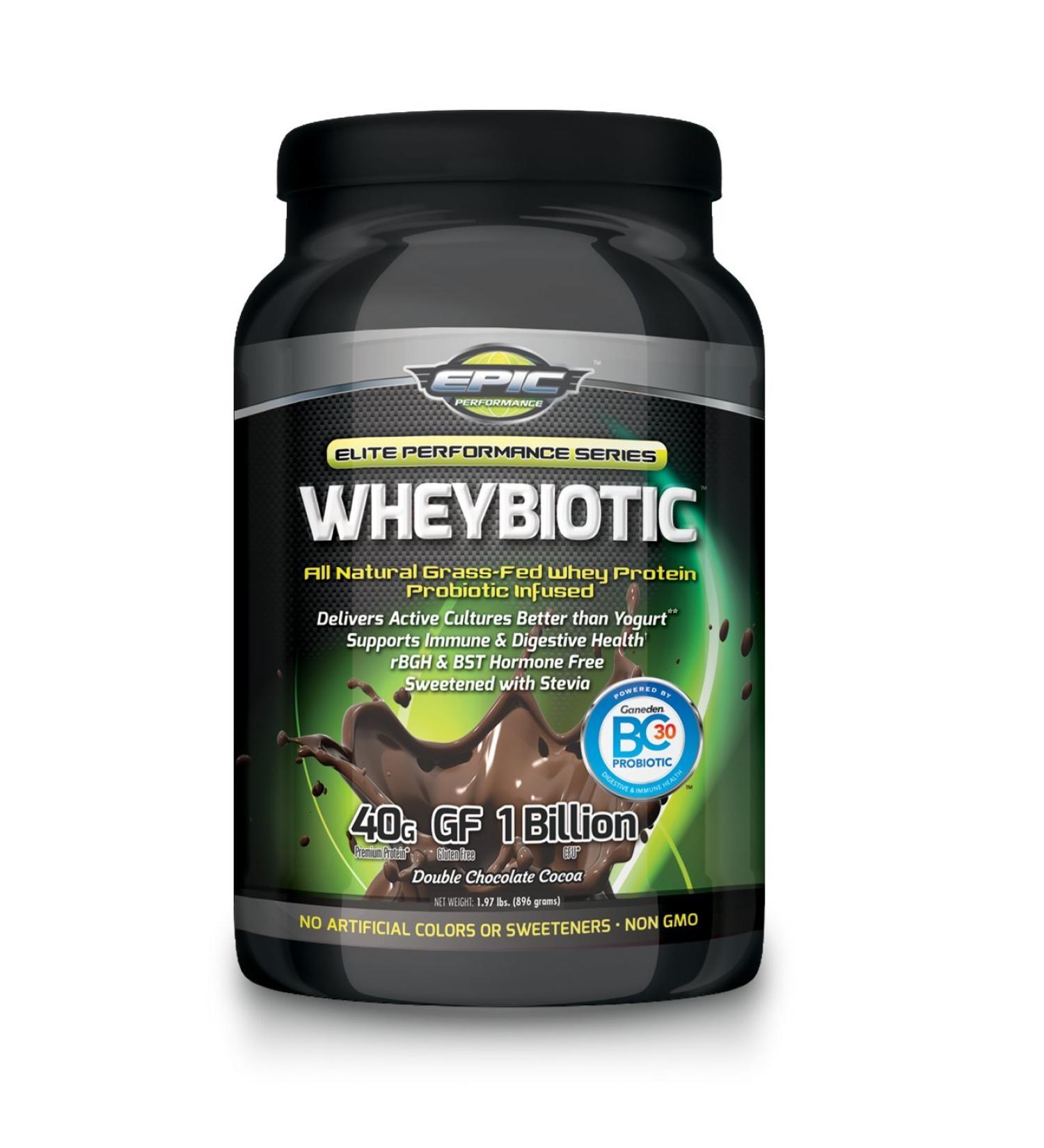EPIC Performance Wheybiotic All Natural Grass Fed Whey Protein Double Chocolate Cocoa 2 lbs Chocolate 2 Pound