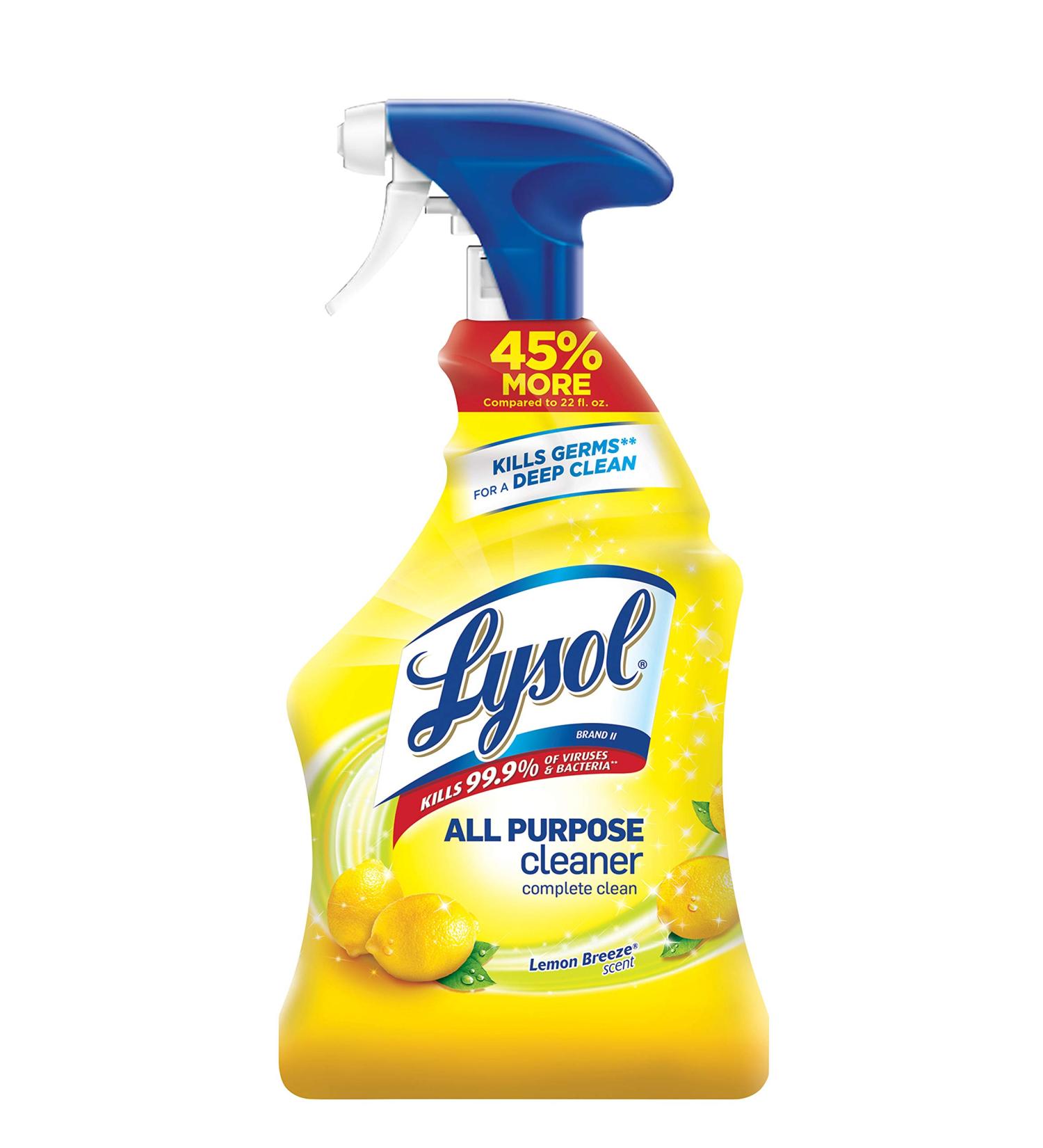 Lysol Lemon Breeze Scent All-Purpose Cleaner 32oz - Sanitizing Disinfectant Spray for Cleaning and Deodorizing - Buy Online on GoSupps.com