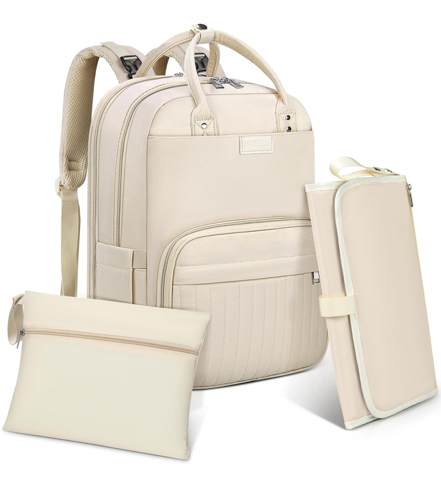 Rainsmore Large Baby Wrap Backpack Diaper Bag | Stroller Belts & Wrap Pad | Apricot Beige - Buy Online on GoSupps.com