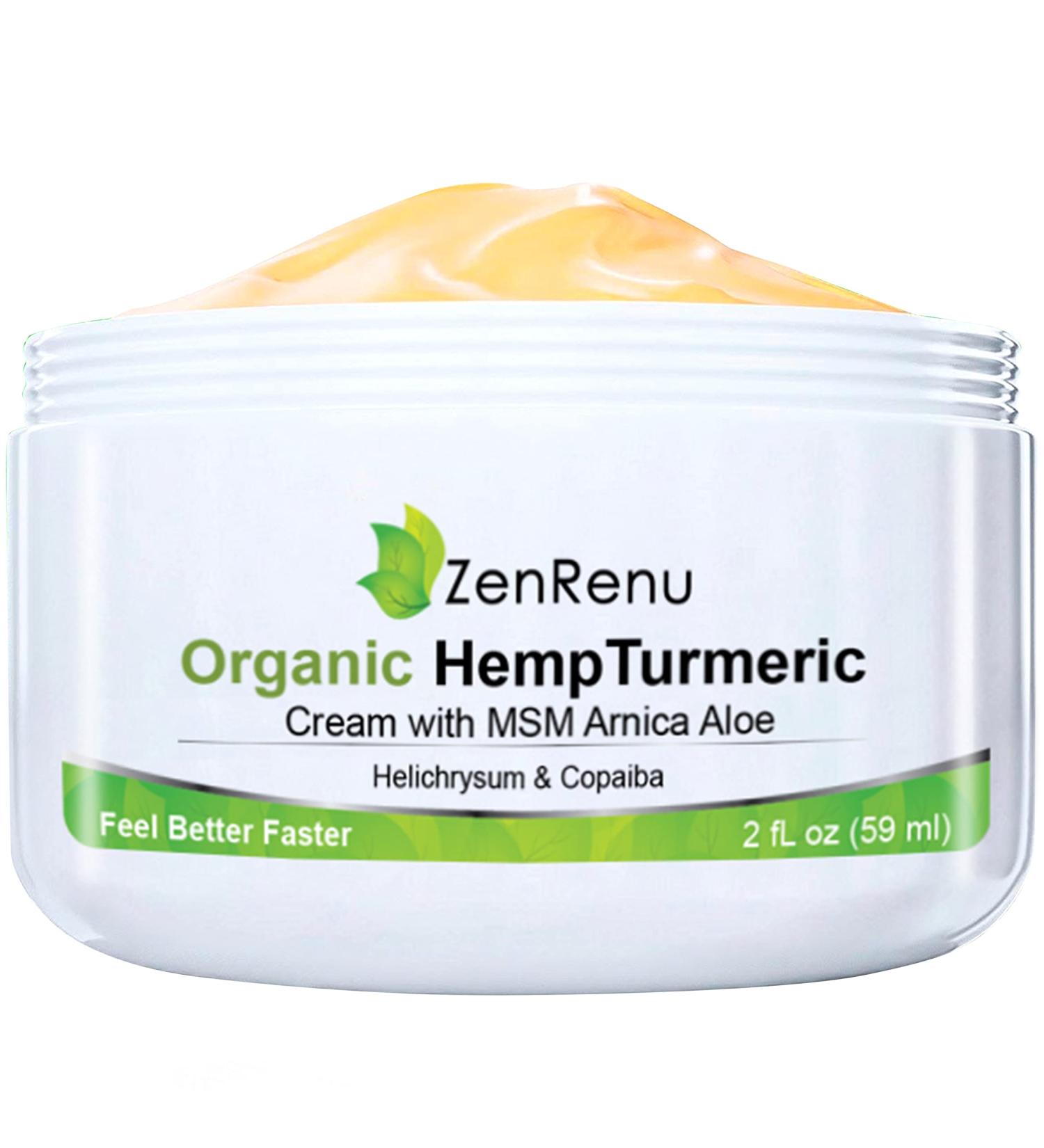 Zenrenu Organic Hemp Cream with MSM, Turmeric, Arnica - Premium Hemp Oil, Made in USA - Buy Online on GoSupps.com