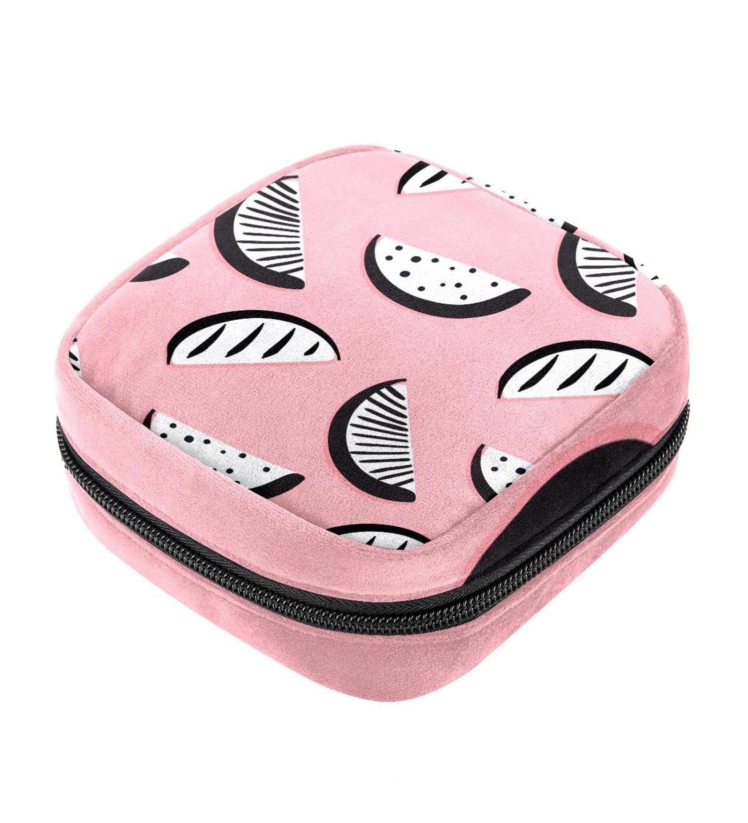 Trendy Watermelon Menstruation Pad Bag with Zipper | Women's Tampon & Napkin Organizer - Perfect for Summer - Buy Online on GoSupps.com