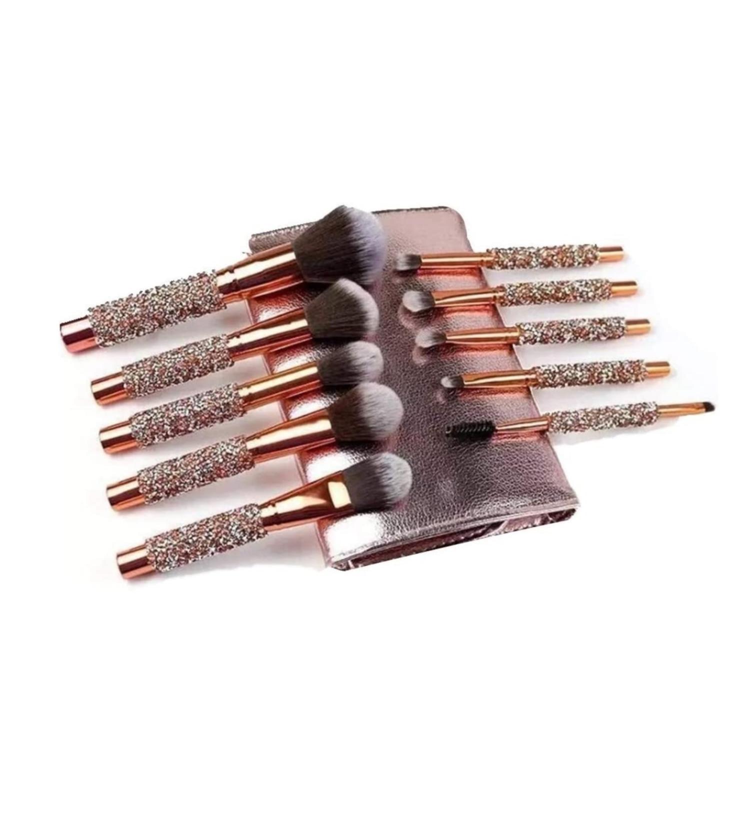 Makeup Brush 10 Pieces Synthetic Makeup Brush Set Handle with Drill Soft Makeup Tools with Cosmetic Bag Brush Sets - Buy Online on GoSupps.com