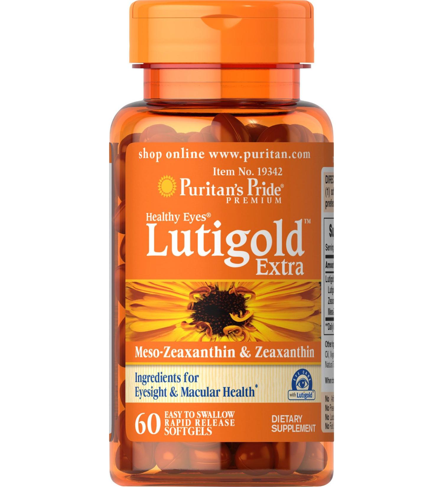 Puritan's Pride Healthy Eyes Lutigold Extra - 60 Soft Gels - Buy Online on GoSupps.com