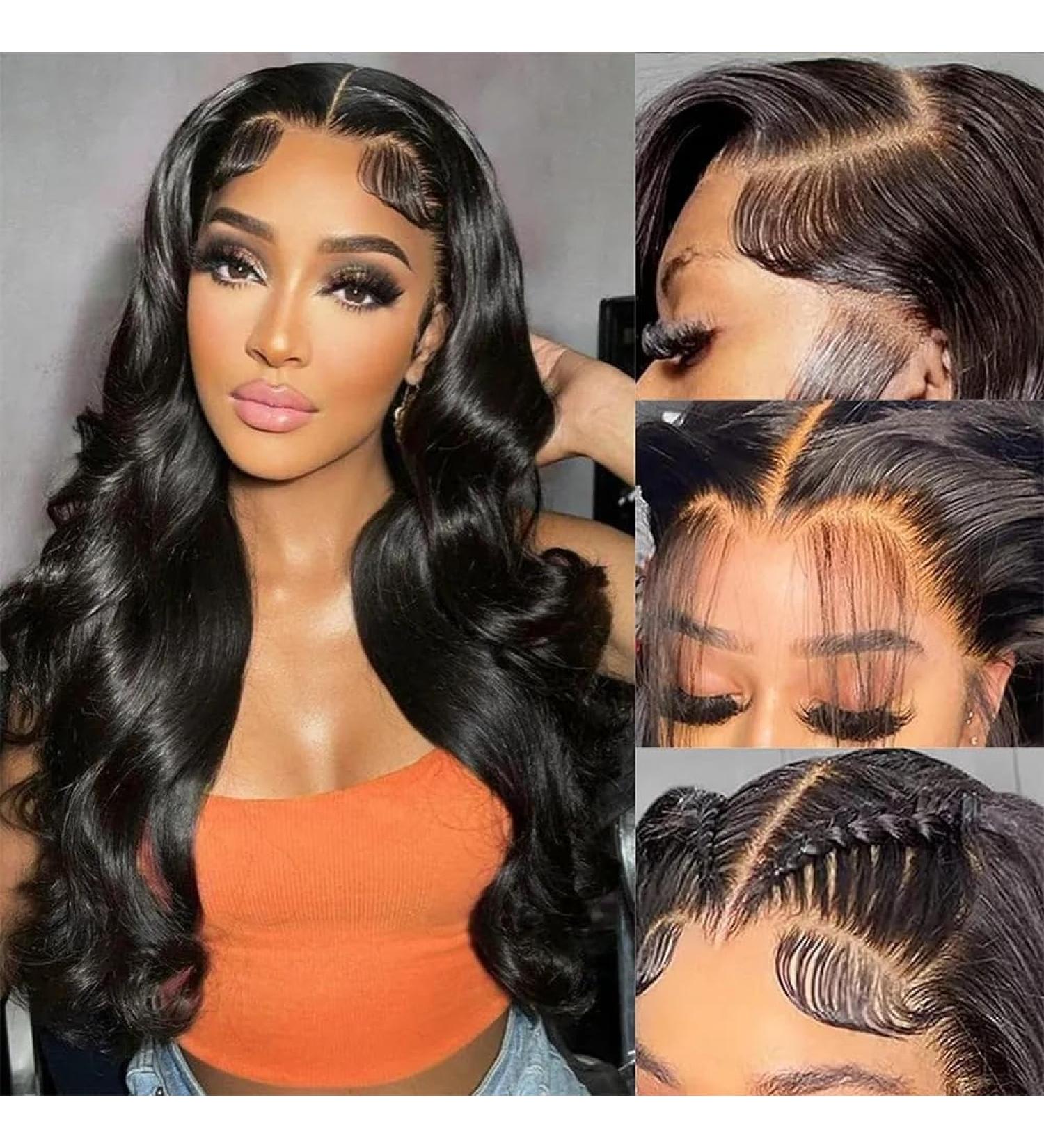 34 Inch Body Wave Human Hair HD Lace Front Wig 180% Density - Brazilian Hair for Black Women - Pre Plucked with Baby Hair - Natural Color - Buy Online on GoSupps.com
