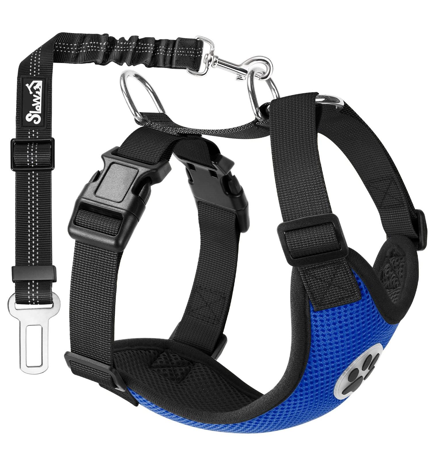 Slowton Dog Harness with Seat Belt | Breathable Latex Puppy Harness for Car Safety | Durable Everyday Sports Harness (Blue L) - Shop Now for International Shipping - Buy Online on GoSupps.com