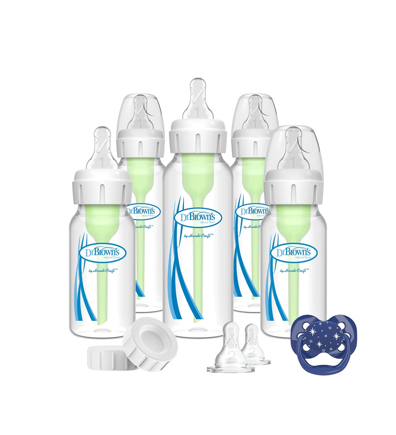 Dr. Brown's Anti-Colic Options+ Narrow Baby Bottle Gift Set with Pacifier and Travel Caps - Buy Online on GoSupps.com
