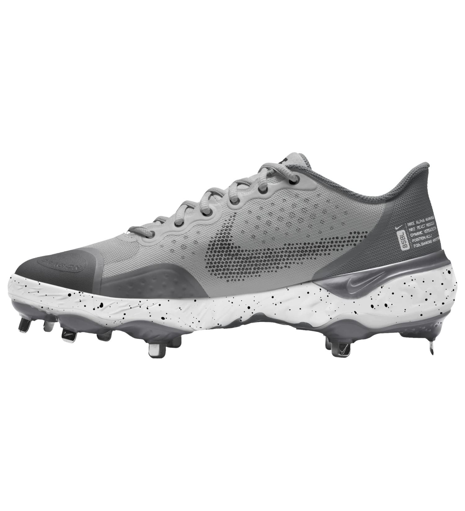 Nike Men's Alpha Huarache 3 Varsity Low Metal Baseball Cleats - Size 8.5 (Grey/Black) - Buy Online on GoSupps.com