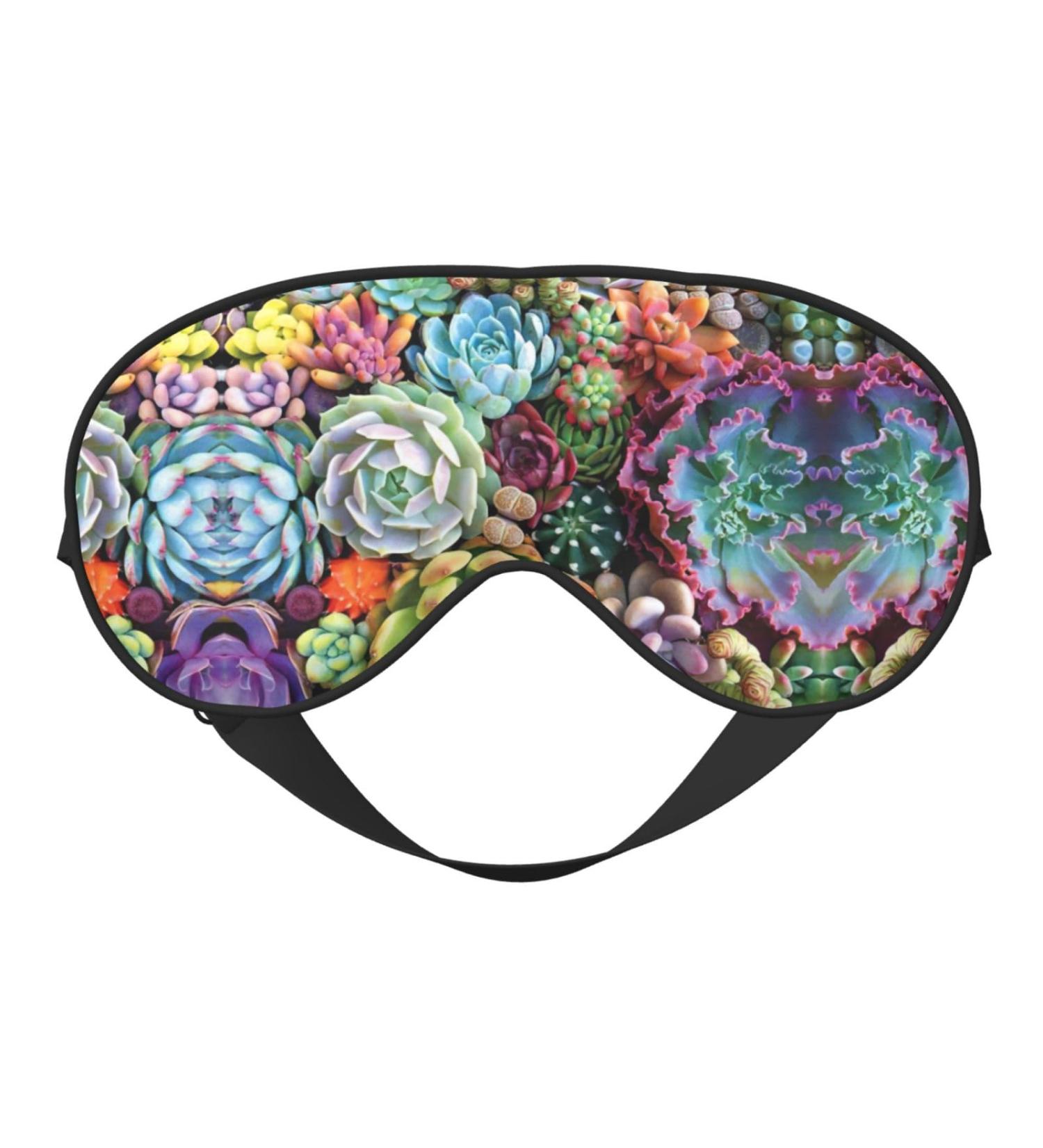 Cute Succulents Print Eye Mask - Block Out Light for Air Travel & Sleep - 7.9x4 Inch - Buy Online on GoSupps.com
