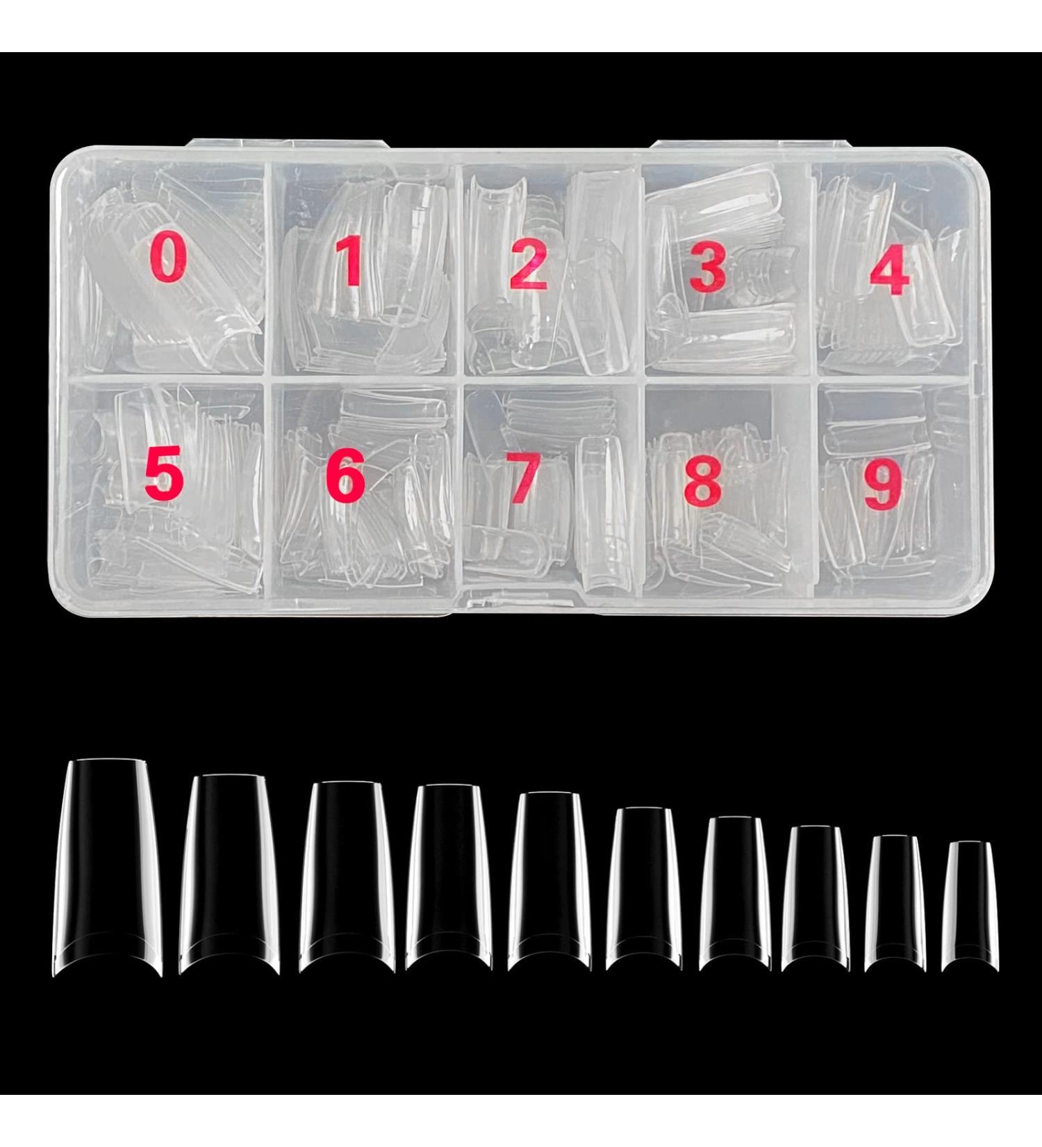 Newan 500 Pieces Nail Tips - Acrylic French Nail Tips Set with 10 Sizes Transparent Cover - Perfect for DIY Manicure Nail Studios & Dancers - Buy Online on GoSupps.com