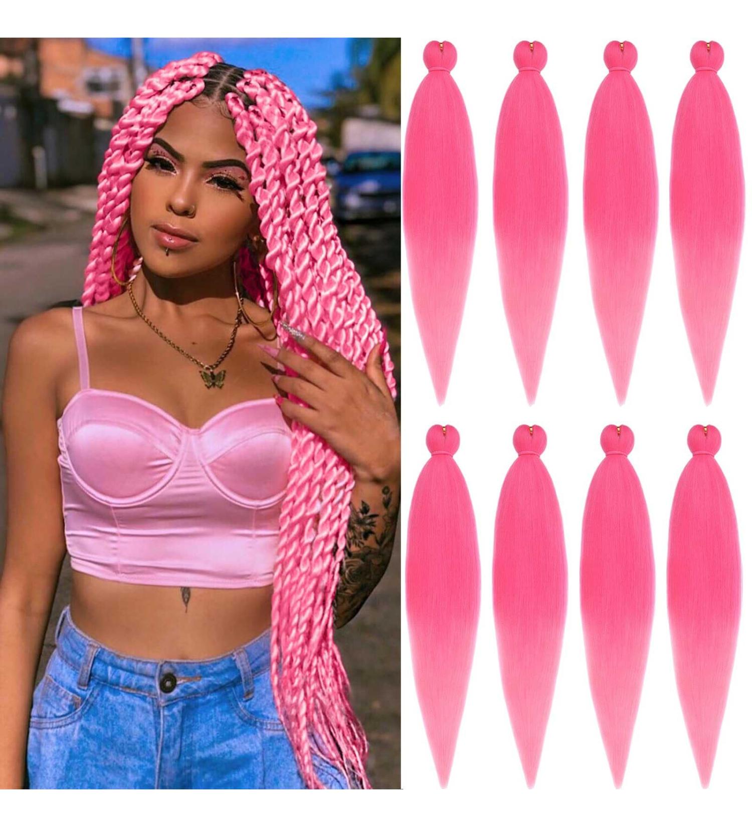Xtrend Pink Braiding Hair Pre Stretched 8 Packs Kanekalon Jumbo Braiding Hair Extensions 26 Inch High Temperature Synthetic Fiber Hair Extension for Box Braids Crochet Braids Braiding Hair (Pink#) 26 Inch (Pack of 8) Pink - Buy Online on GoSupps.com