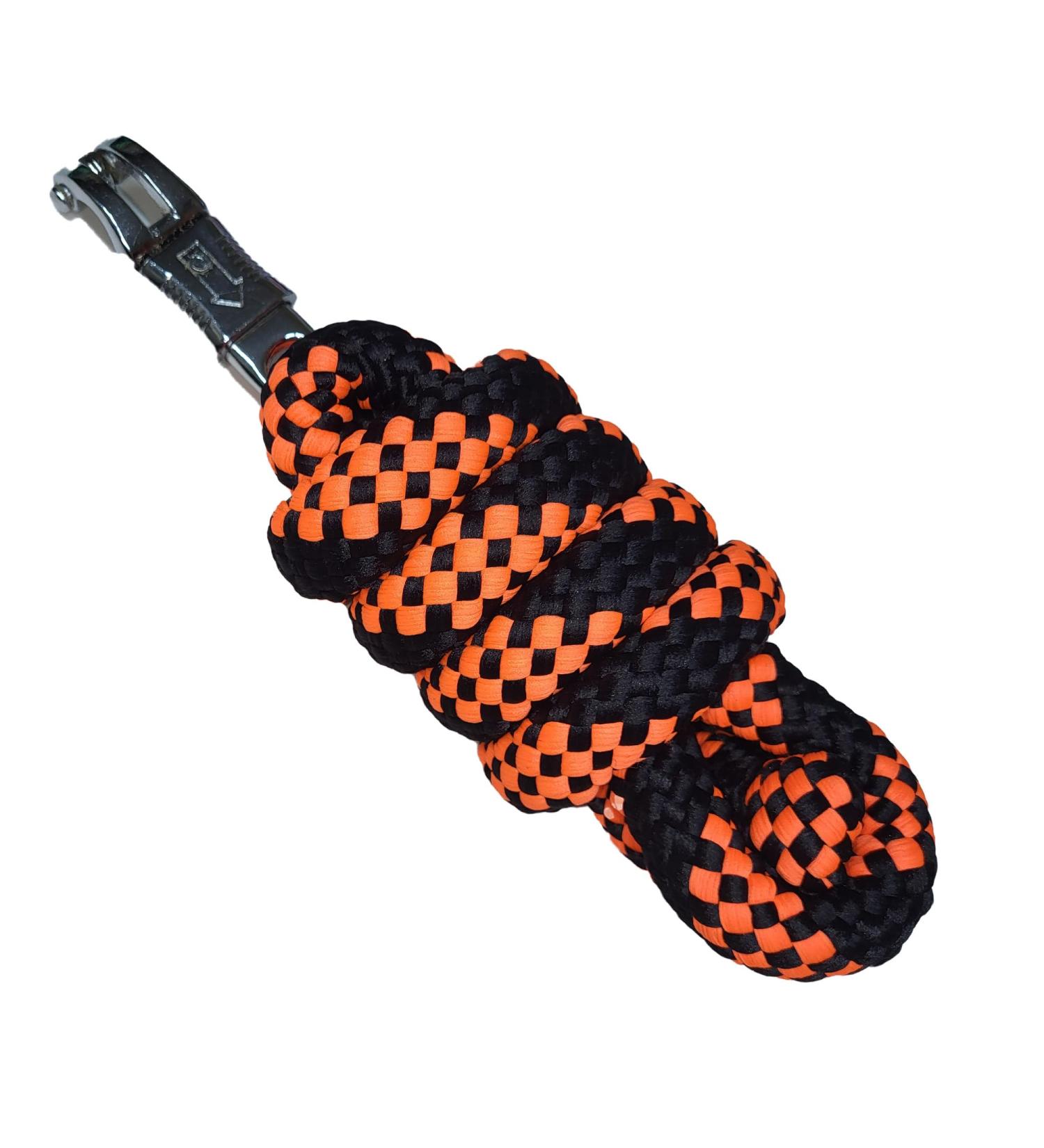 Brama-West lead rope Soft & Thick - tie rope for horses ponies Shetlands - panic hook - approx. 180cm - neon orange/black