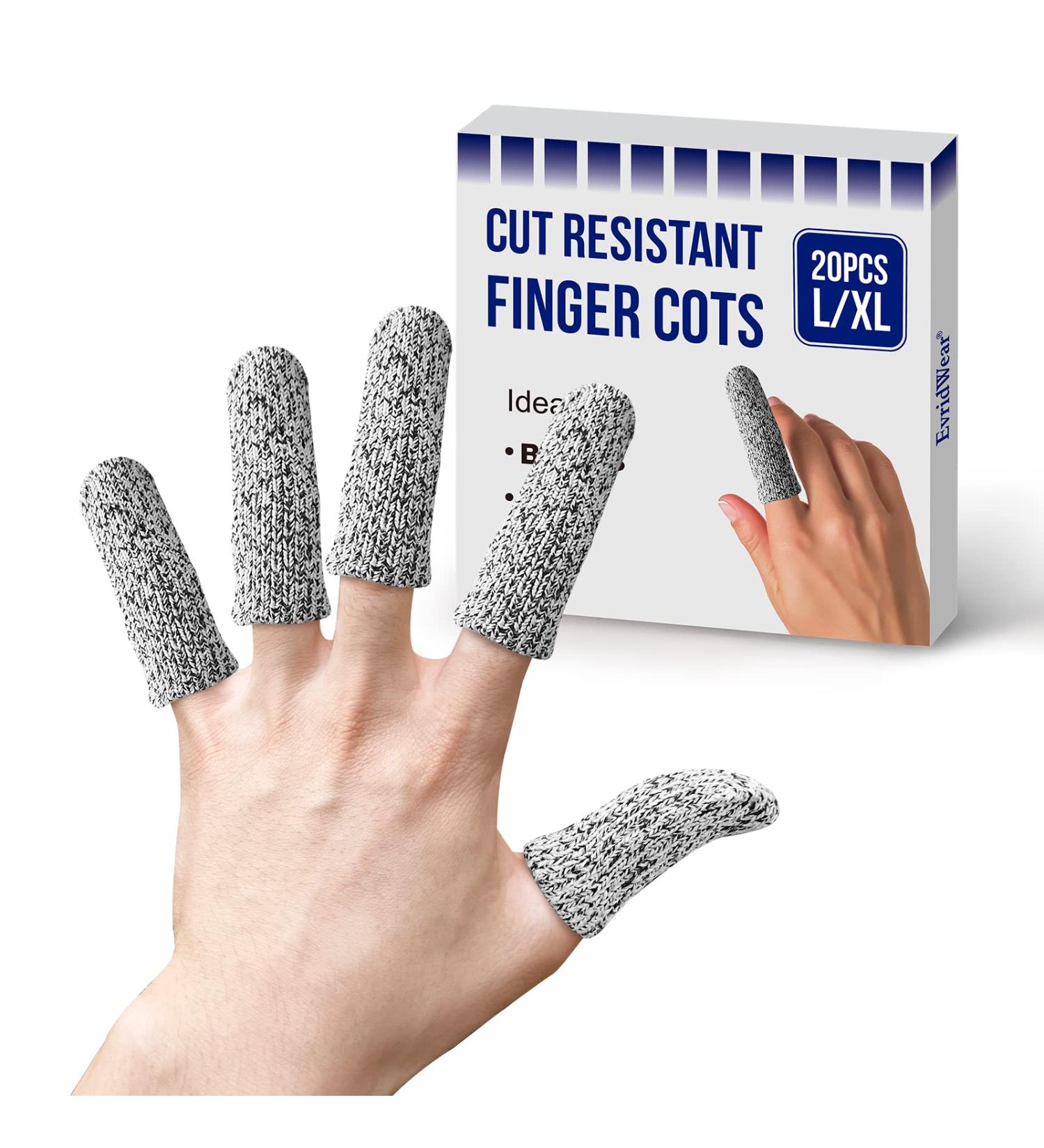 Evridwear 20PCS Finger Cots Cut Resistant Finger Sleeves Glove Life Extender  Thumb Protectors Finger Covers Fingertip Protector for Cutting  Handicrafts  Craft  Kitchen  Sculpture Large/X-Large (20 Count) - Buy Online on GoSupps.com
