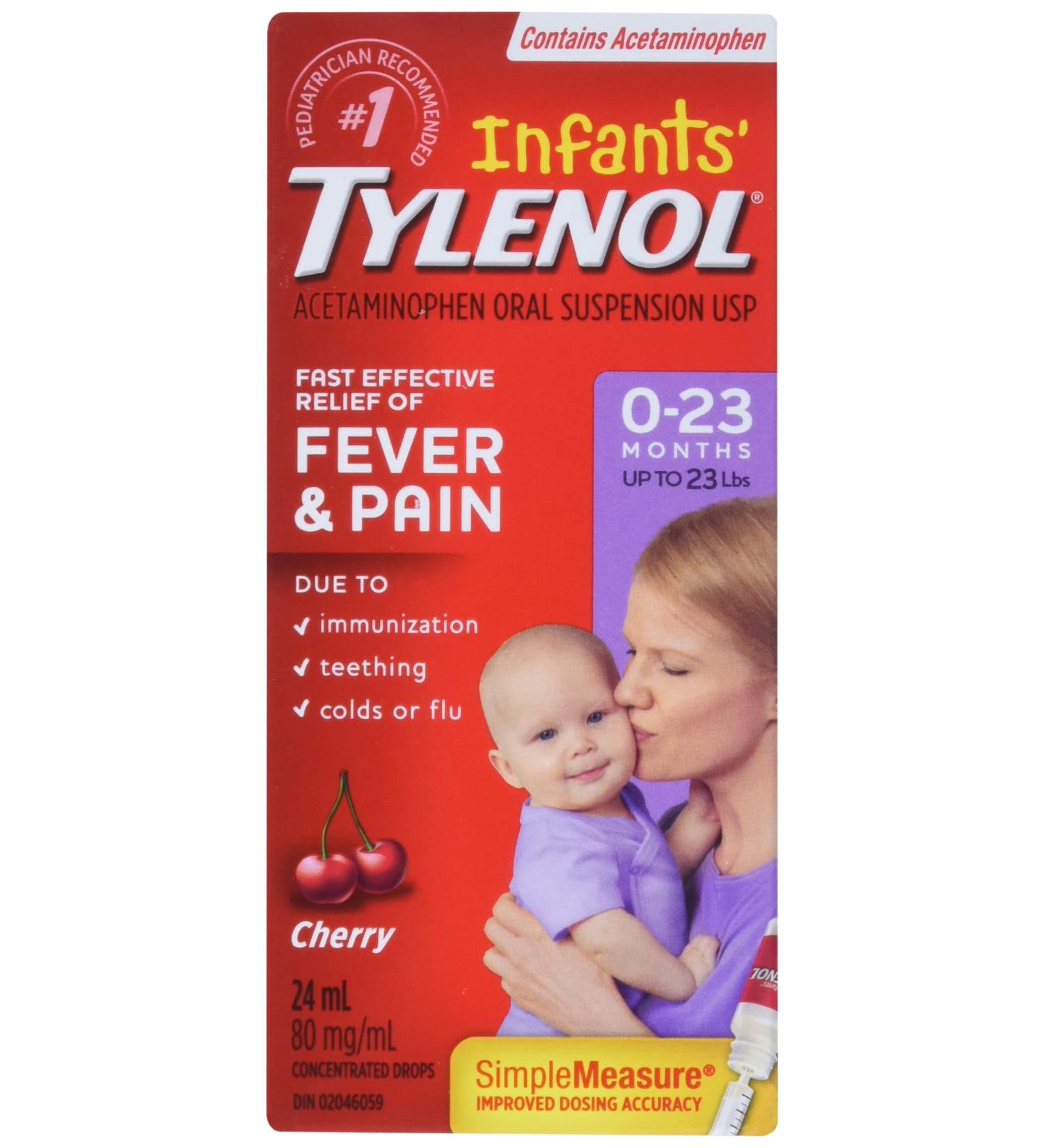 Tylenol Peds Tylenol Infants Acetaminophen Suspension Concentrated Drops Dye-free Grape 24 ml 24 milliliter Cherry Pain Reliever - Buy Online on GoSupps.com