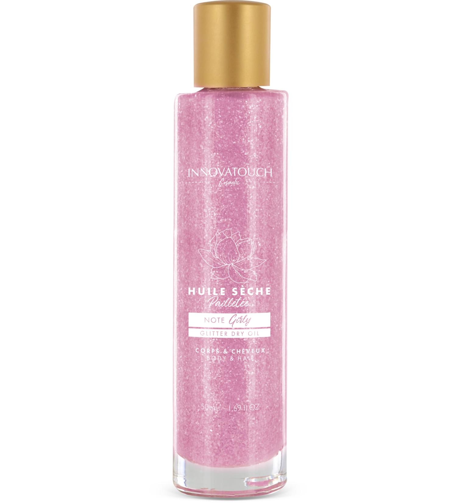 Shimmering Dry Oil - Girly Touch - Nourishes Illuminates & Enhances - Innovatouch Cosmetic - Enriched with Sweet Almond Oil Jojoba Oil & Vitamin E - Fragrance from Grasse - 50ml - Made in France