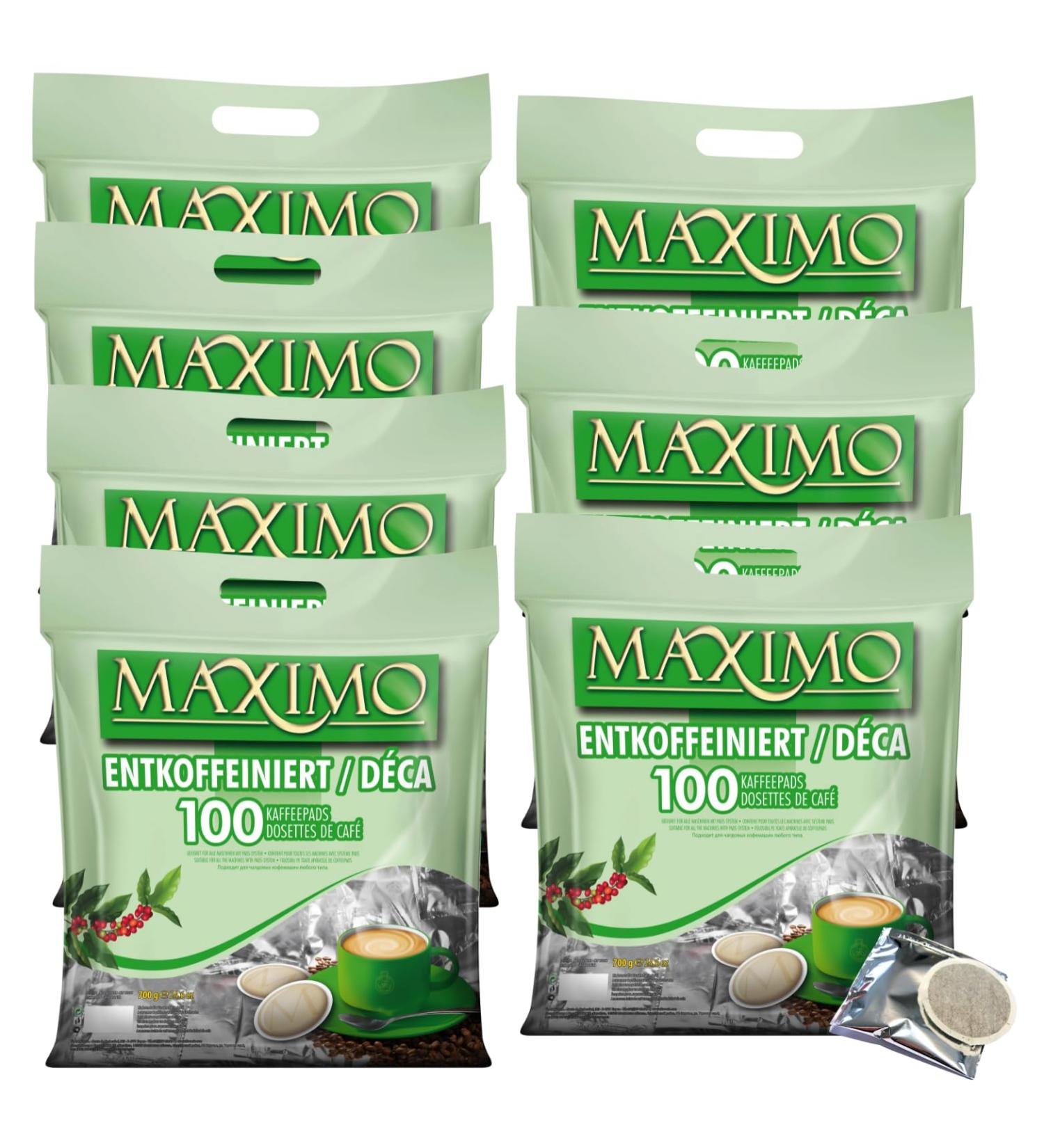 MAXIMO Decaffeinated | 7x100 SENSEO compatible coffee pods | Individually packaged for better conservation and impeccable hygiene - Buy Online on GoSupps.com