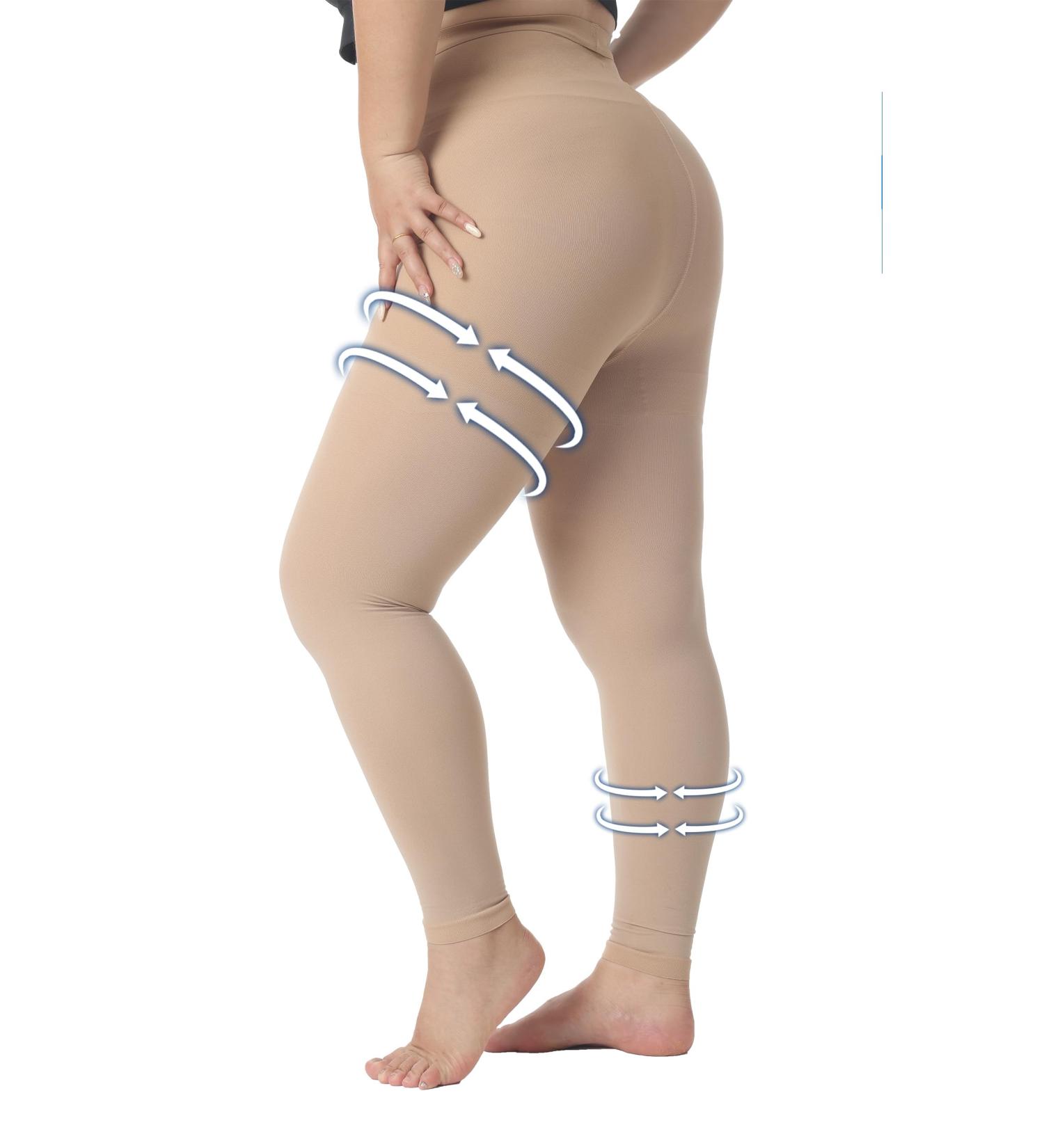 Plus Size 5XL Medical Compression Pantyhose - 20-30 mmHg Compression Leggings for Edema & Varicose Veins - Opaque Footless Waist High Stockings for DVT - Beige - Buy Online on GoSupps.com