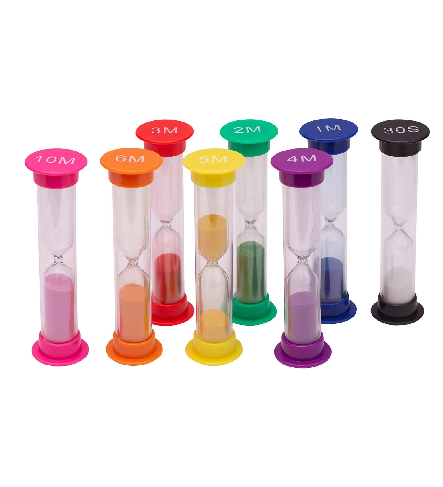 Teacherfav Hourglass for Children - 8 Colorful Timers (30s to 10m) | Durable Acrylic Coating | Perfect for Learning & Play - Buy Online on GoSupps.com