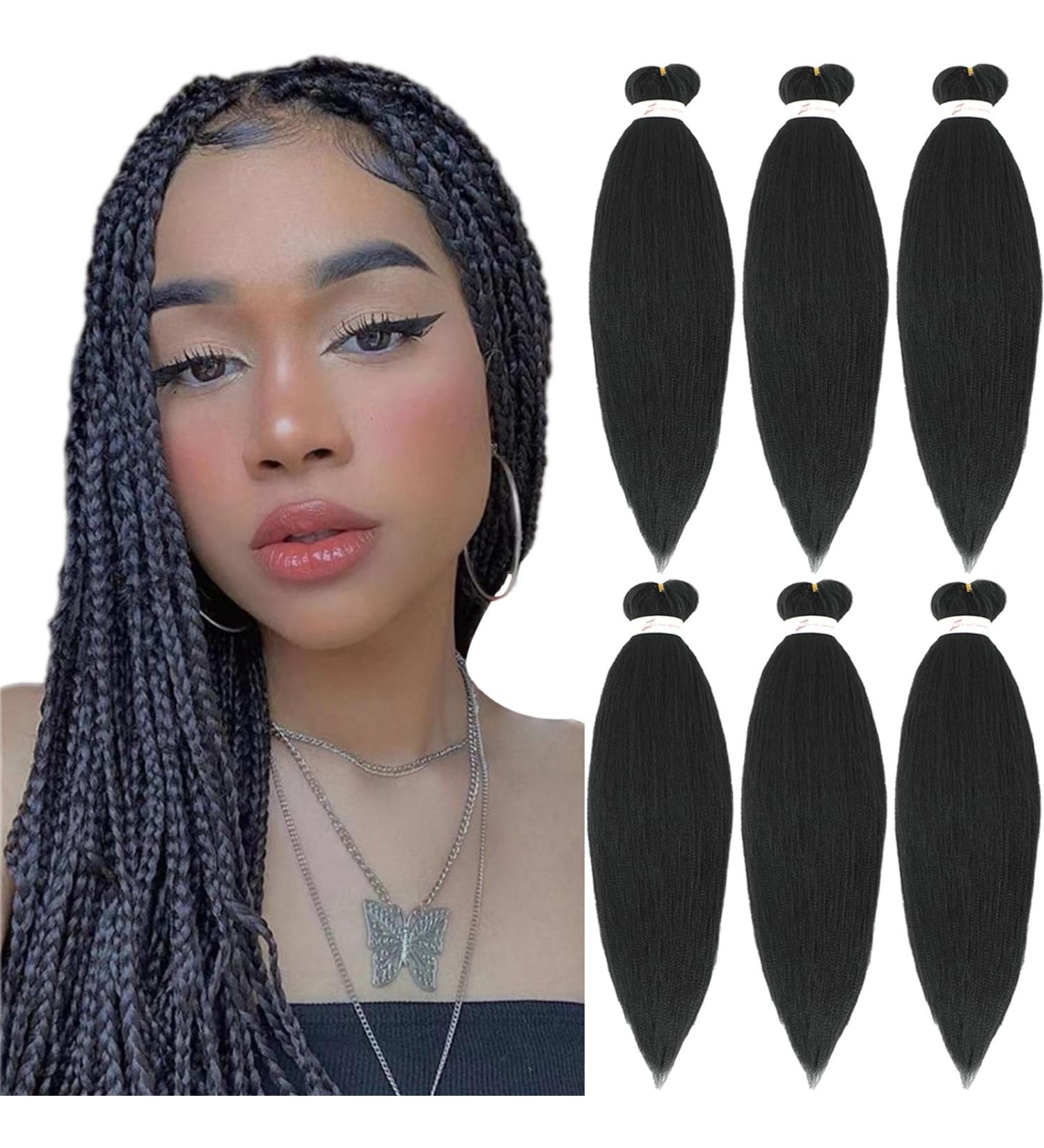 Xusuperb Pre-Stretched Braiding Hair 20 1B Black - 6 Packs Soft Knotless Yaki Extensions for Easy Braids | Kanekalon Hair - Buy Online on GoSupps.com