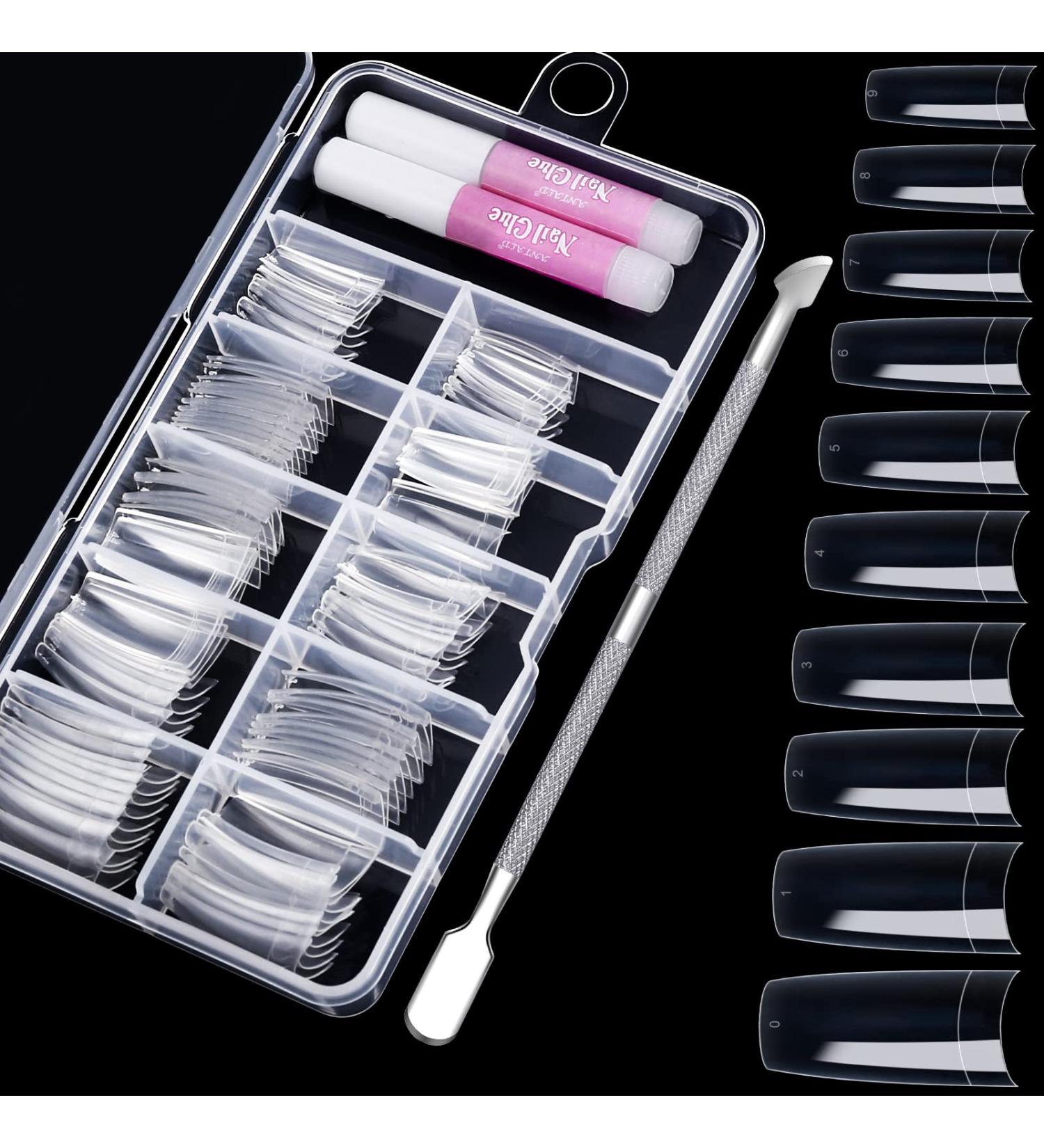 100 Pieces Clear False Nails - Artificial Fingernails Tips & Cuticle Pusher for Women & Girls | 10 Sizes | International Shipping - Buy Online on GoSupps.com