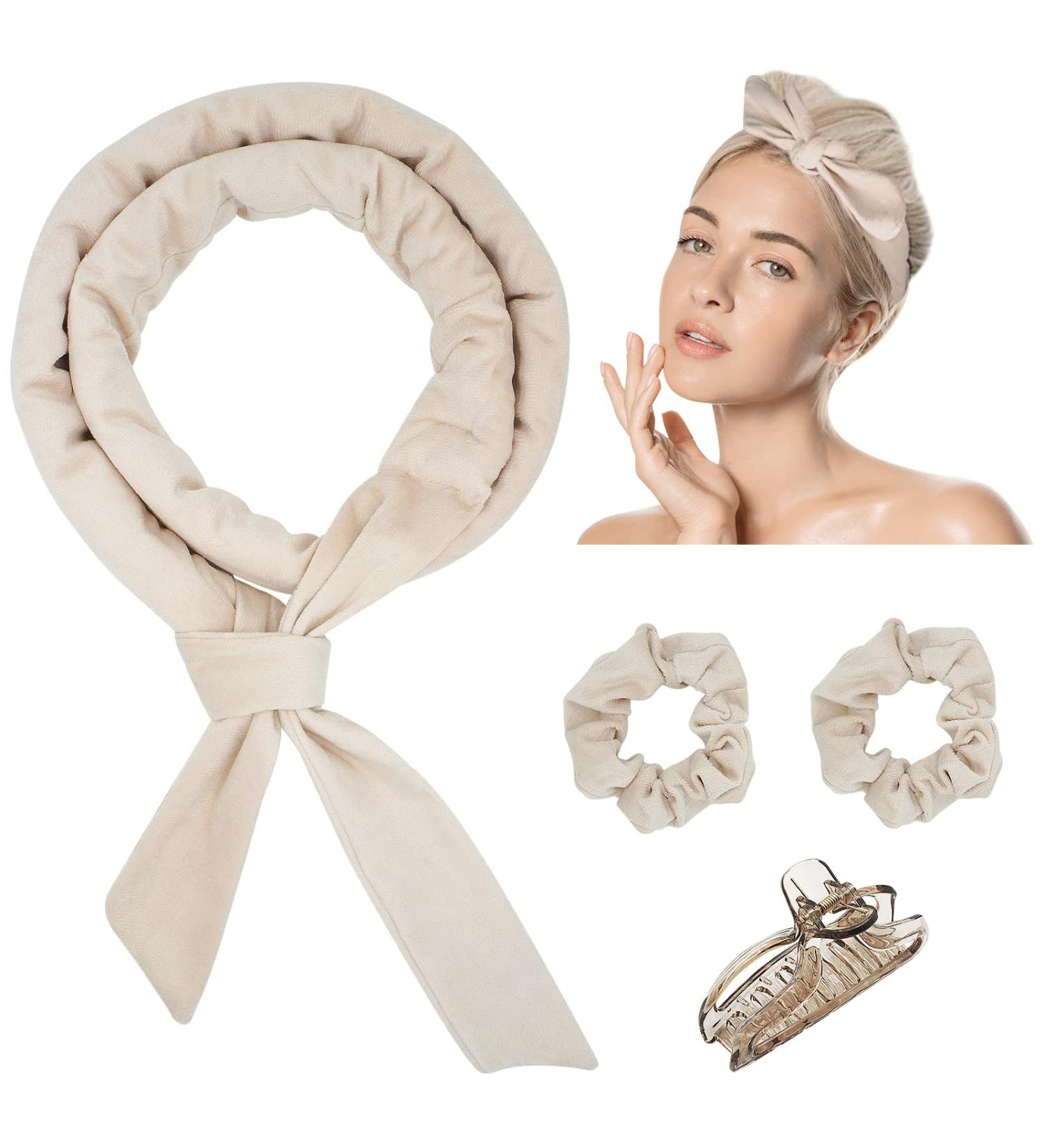 Yiclick Heatless Hair Curler for Long Hair Upgraded No Heat Hair Roller Sleeping Soft Rubber Hair Rollers Curling Ribbon and Rods for Natural Hair Beige - Buy Online on GoSupps.com