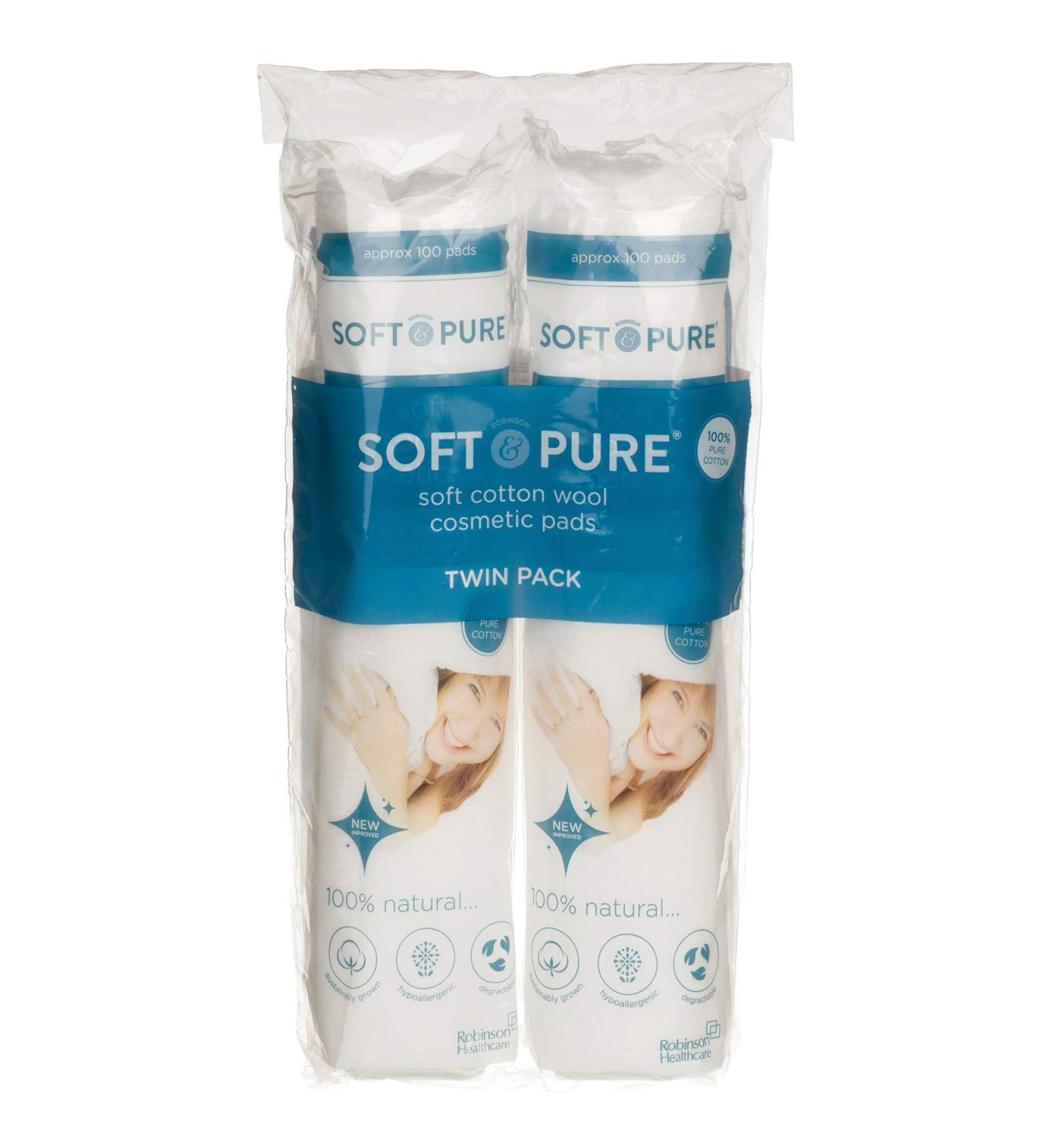 Robinson Soft Pure Luxury Cotton Wool Cosmetic Pads White 200 Count