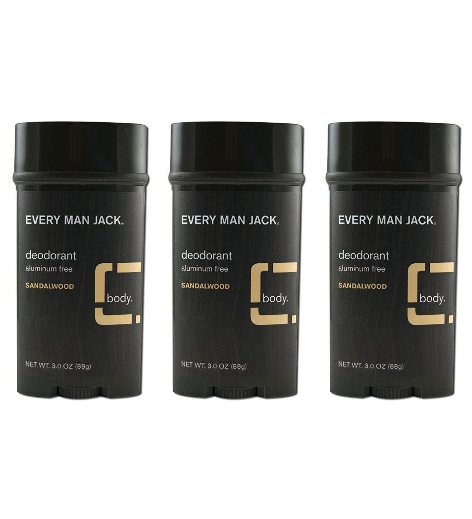 Every Man Jack Deodorant Stick Sandalwood 3 Ounce (Pack Of 3)