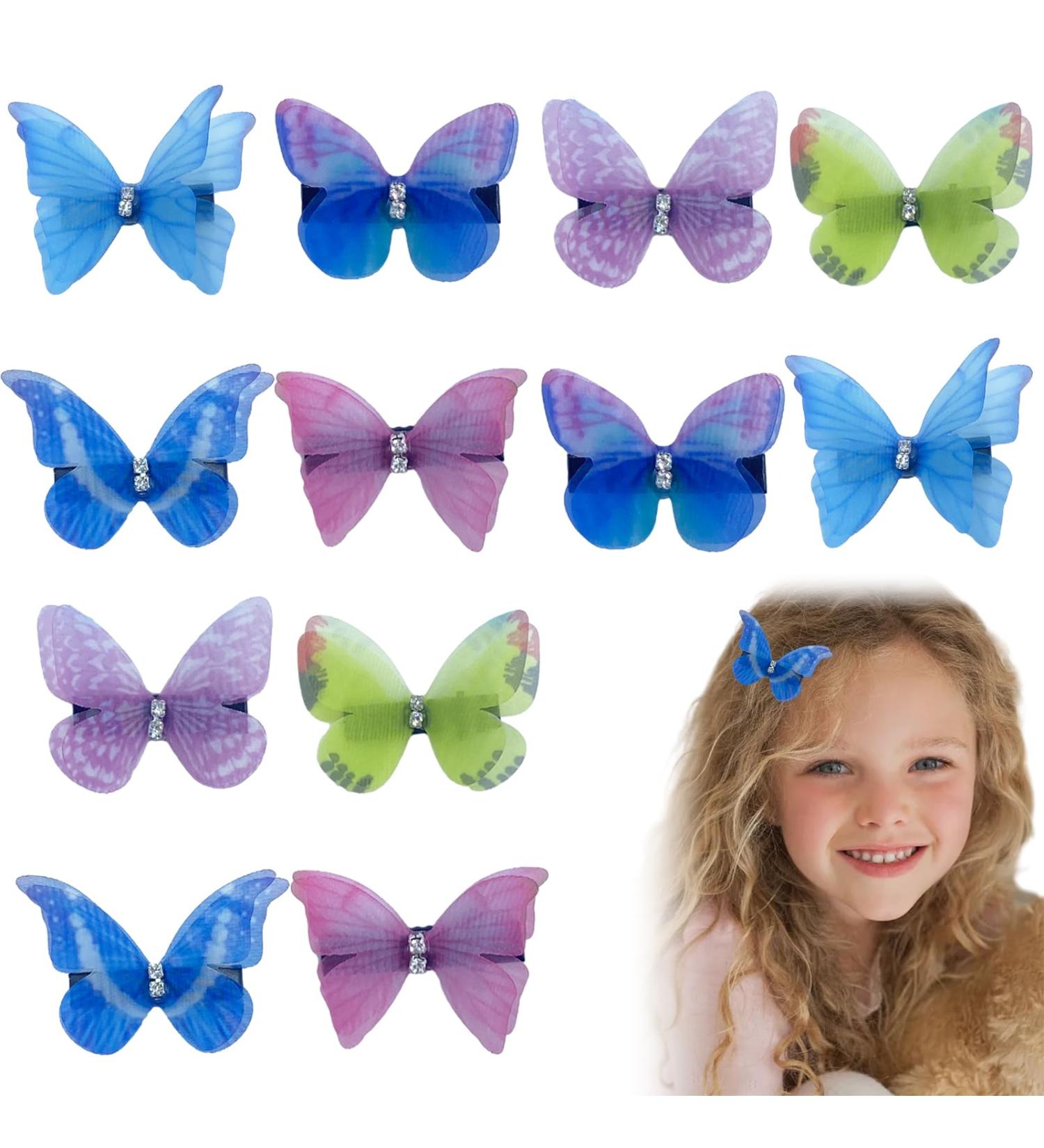 12 Pieces Butterfly Hair Clips for Girls Realistic Butterfly Snap Hair Clips Colorful Glitter Butterfly Barrettes Cute Hair Accessories for Teens Girls Women - Buy Online on GoSupps.com