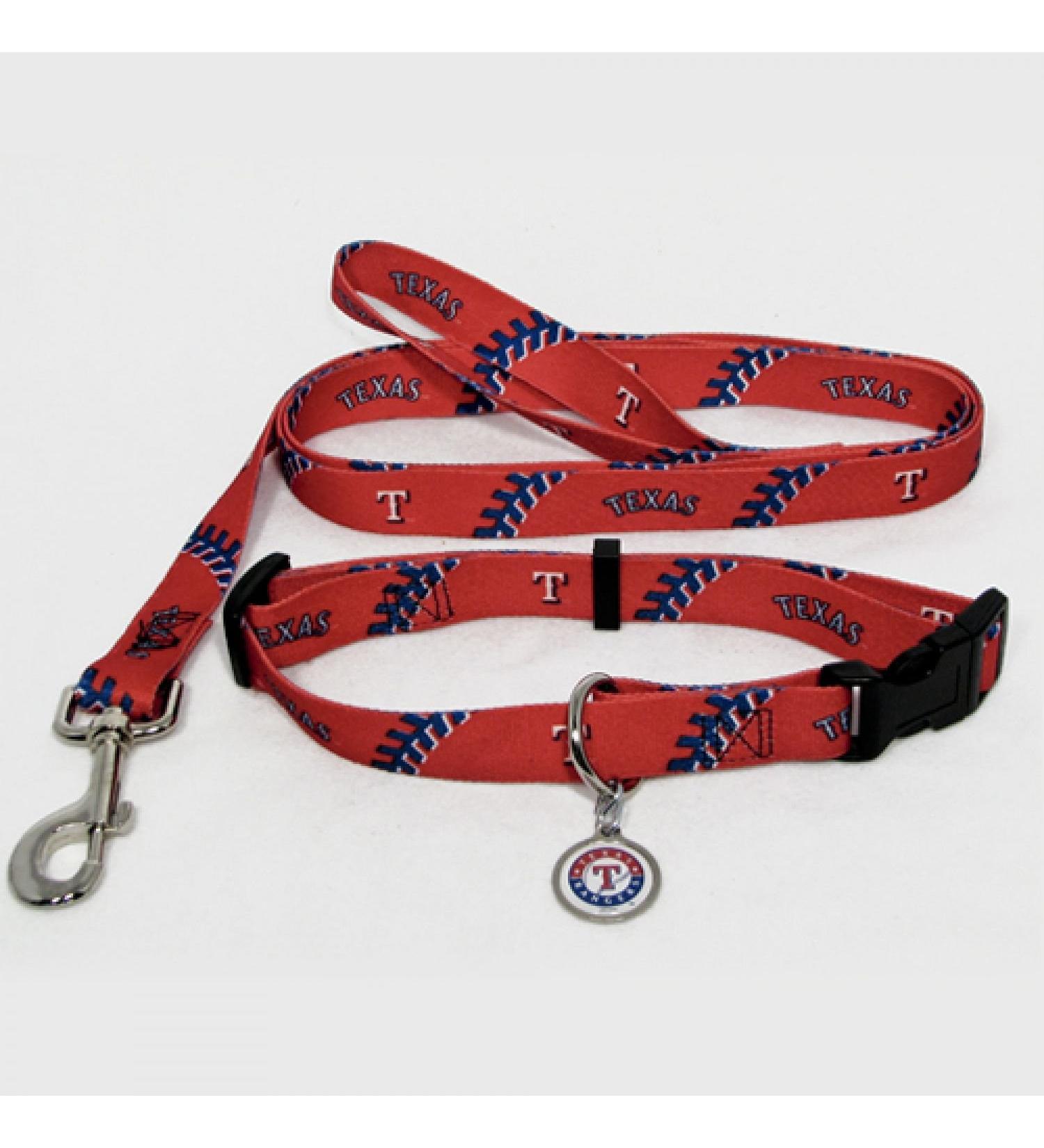 HUNTER Texas Rangers Collar, Lead and ID Tag Combo Set for Pets, Large