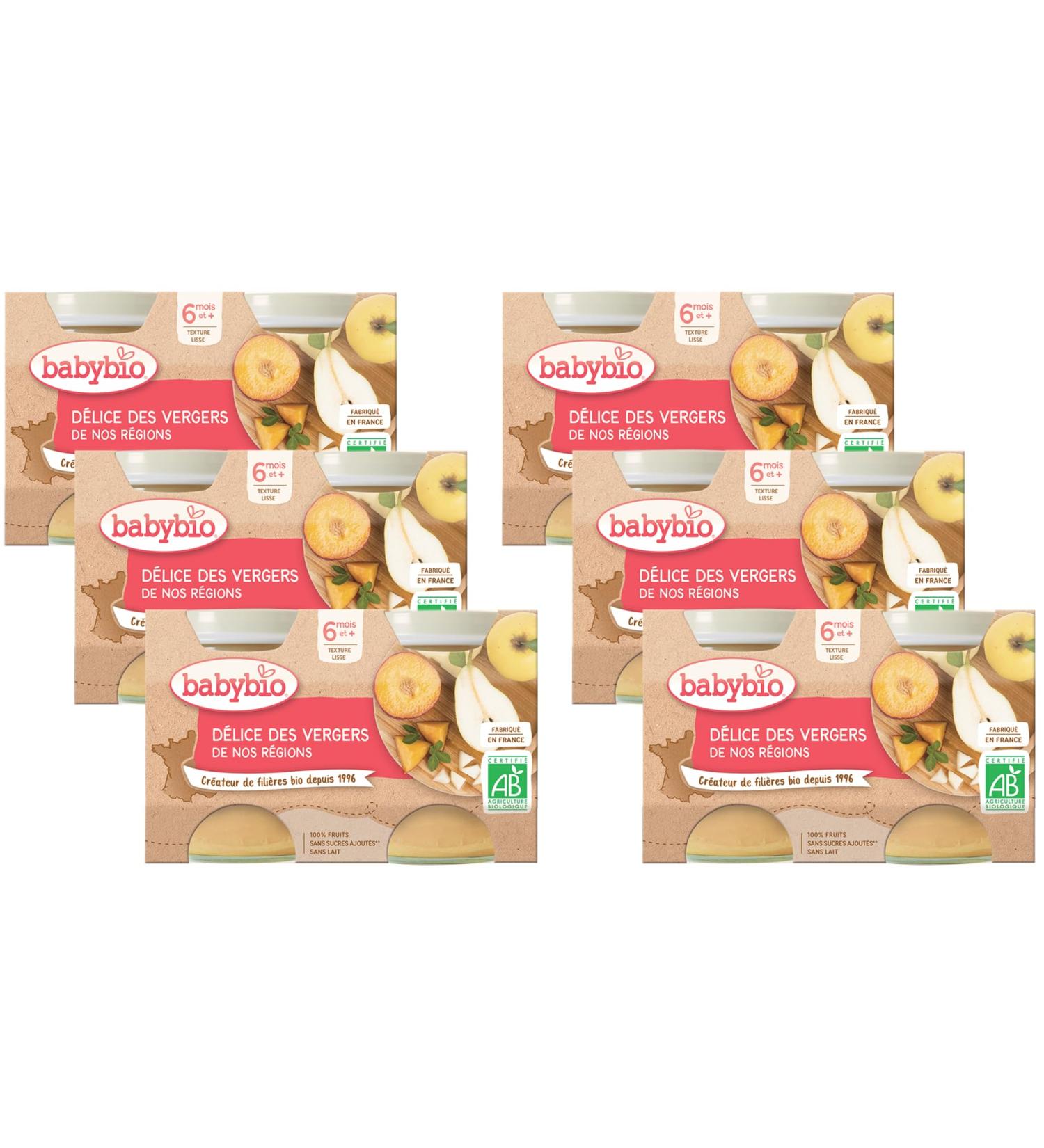 Babybio - Small Pots Delight from the orchards of our regions - 6+ Months - (2x130g) 260g - Pack of 6 - Buy Online on GoSupps.com