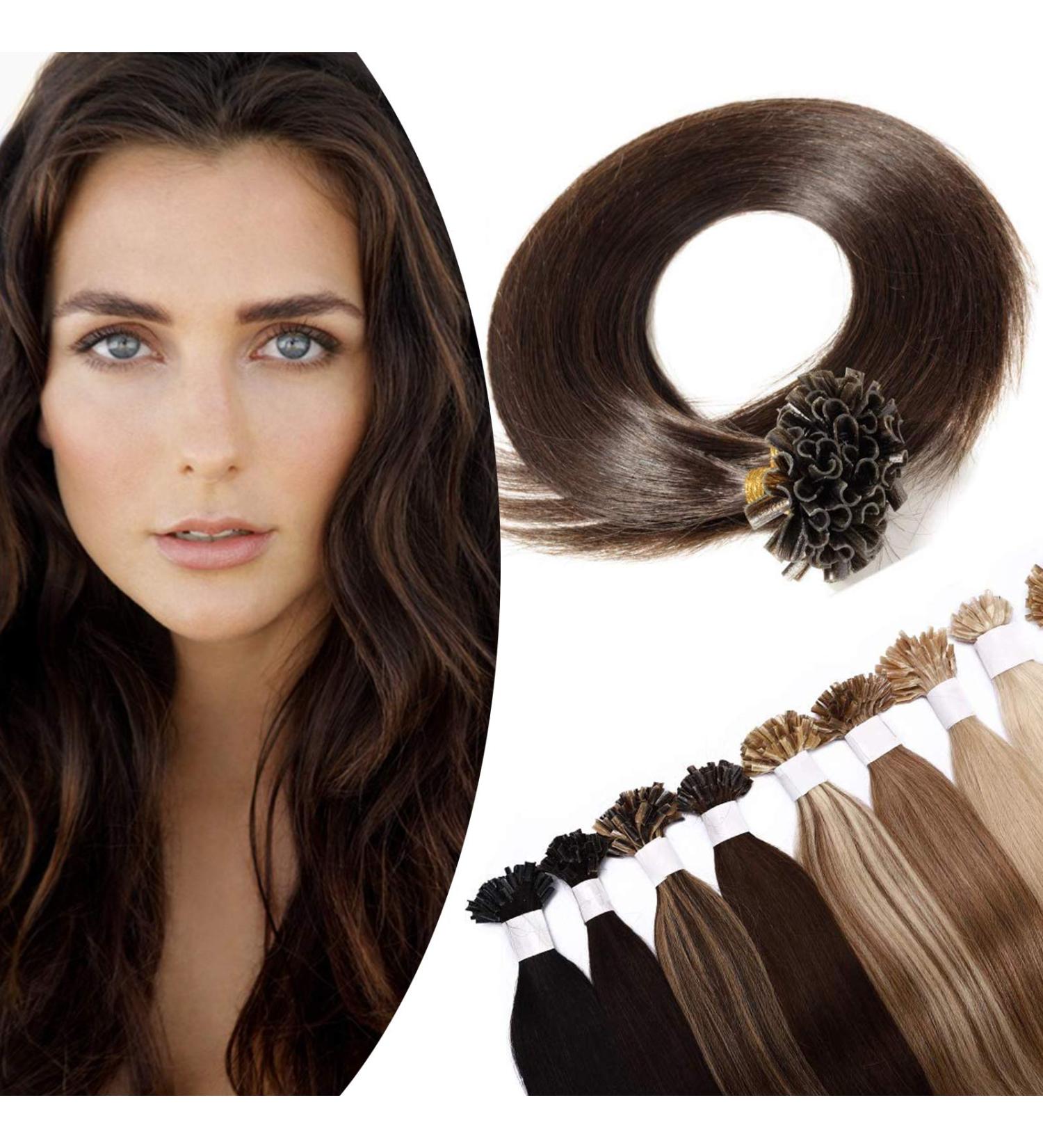 20" Keratin Pre Bonded Human Hair Extensions 100 Strands (#2 Dark Brown 50g) - Buy Online on GoSupps.com