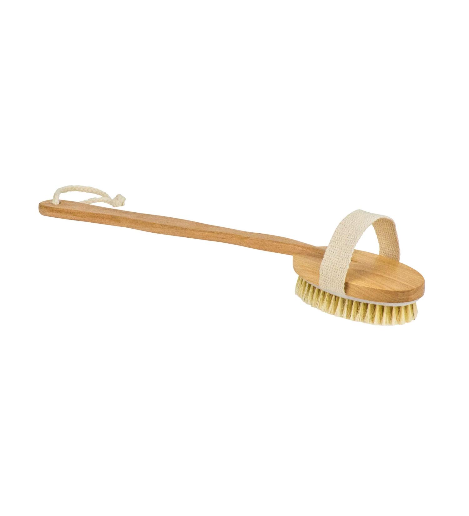 DecorRack Wood Bath Brush with Natural Bristles - Exfoliating Body Brush for Smooth, Healthy Skin - Detachable Handle - 1 Pack - Buy Online on GoSupps.com