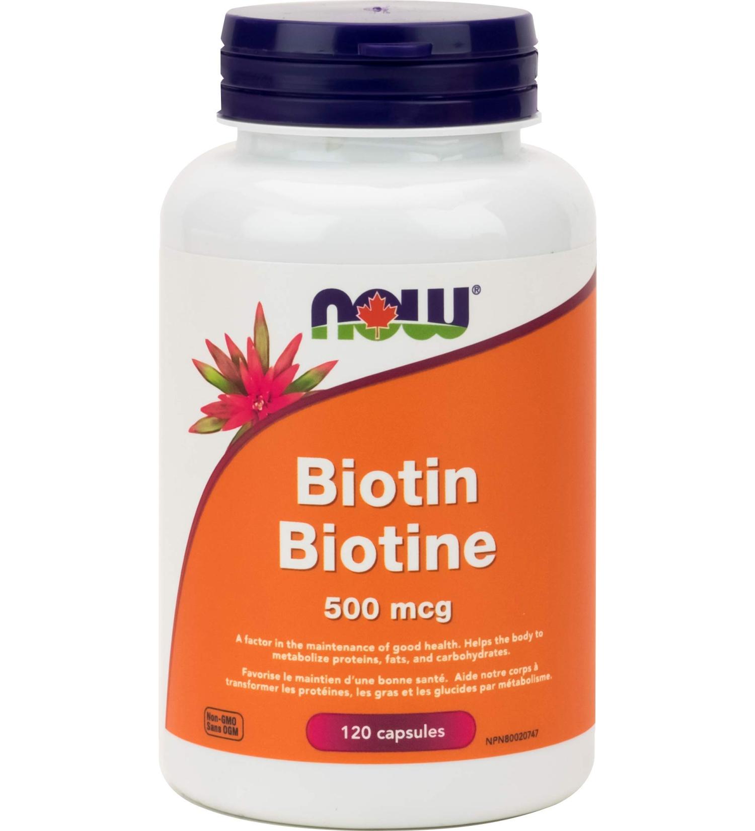 NOW Supplements Biotin 500mcg Capsules 120 Count - Buy Online on GoSupps.com
