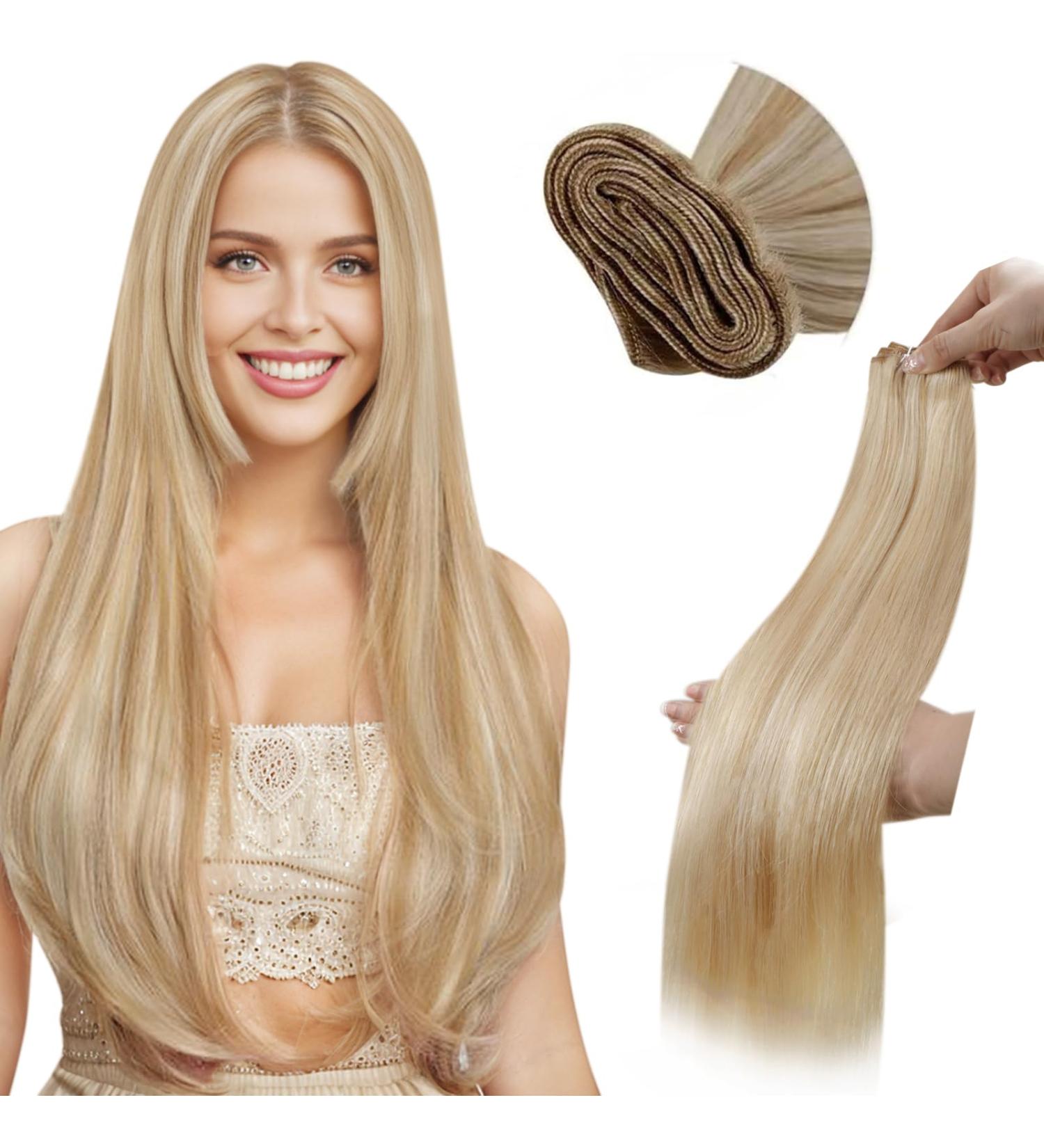 Buy Laavoo 55cm Real Hair Extensions | Blond Highlight Weft #P12/24 | 100g Premium Quality - Buy Online on GoSupps.com